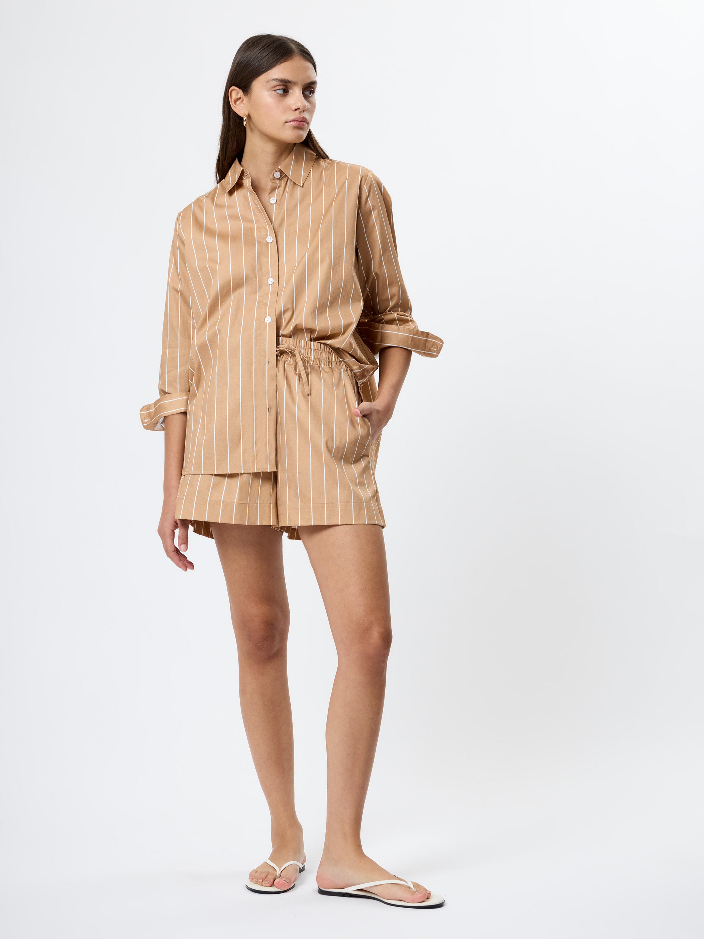 ALEXIS POPLIN STRIPED SHORTS VIEW 3 | Sample Orders