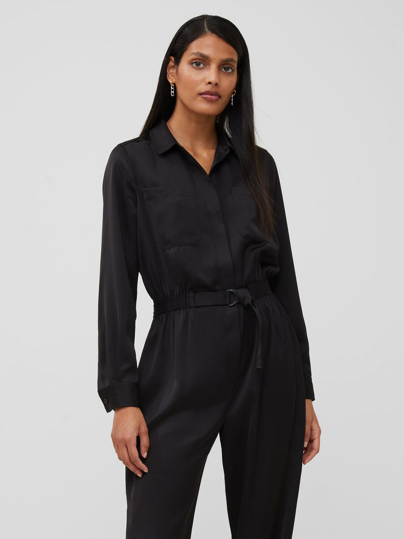 Enid Crepe 70's Jumpsuit Dark Slate | French Connection US