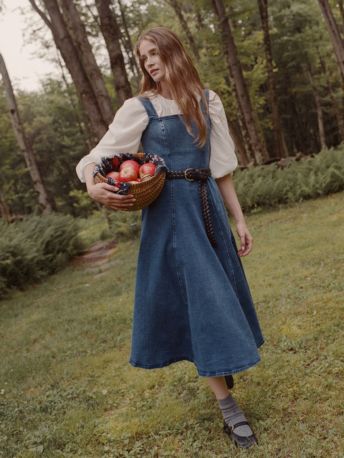 DELANCEY DENIM FLARE MIDI DRESS View 1 | Dresses