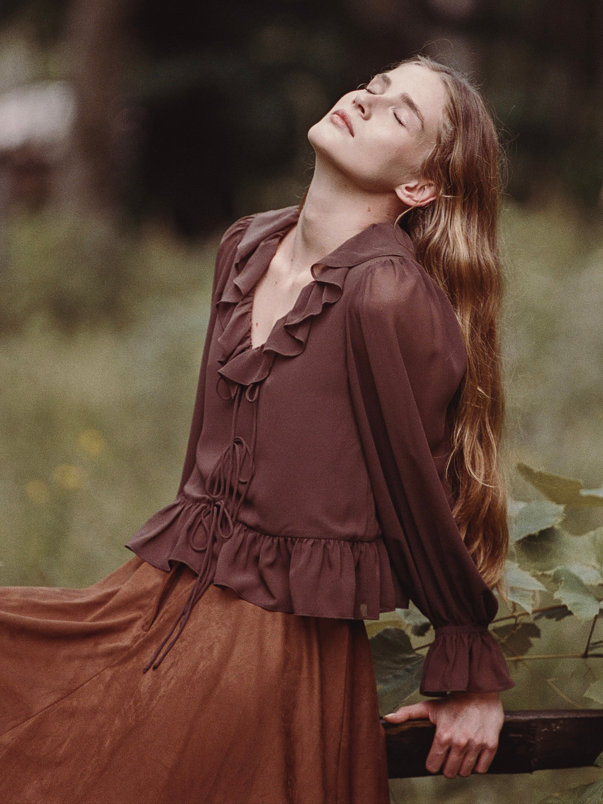 MARINA SILKY CHIFFON LONG SLEEVE TIE FRONT BLOUSE View 1 | New Arrivals