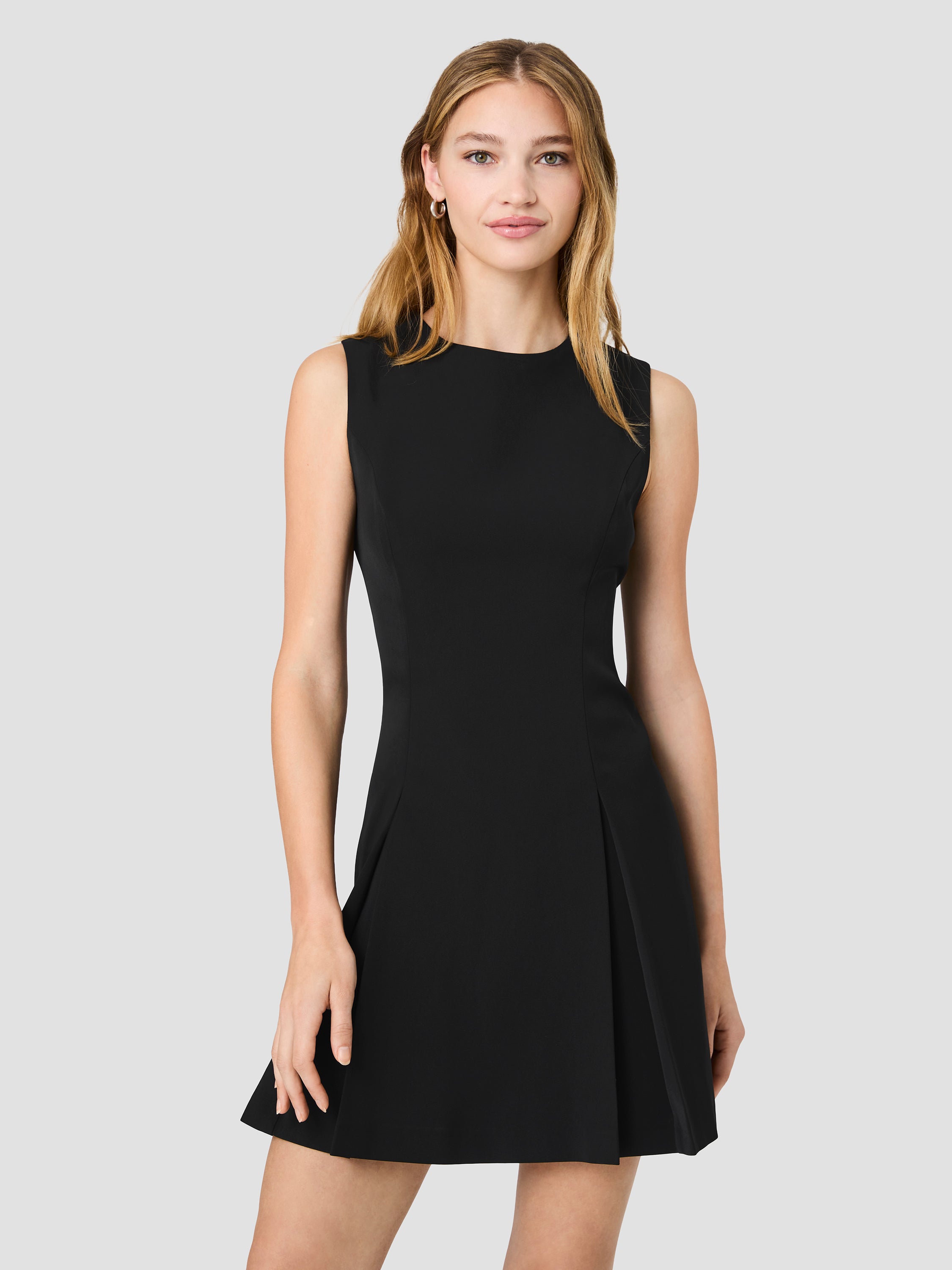 HARRY SUITING SLEEVELESS INVERTED PLEAT DRESS VIEW 2