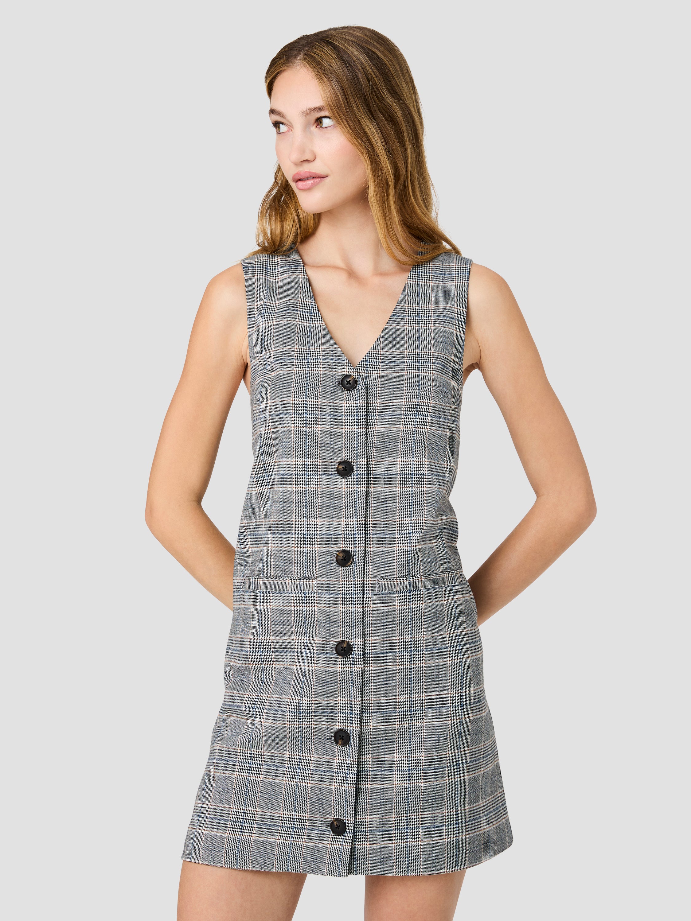 MATTEO PLAID A-LINE MINI DRESS VIEW 2