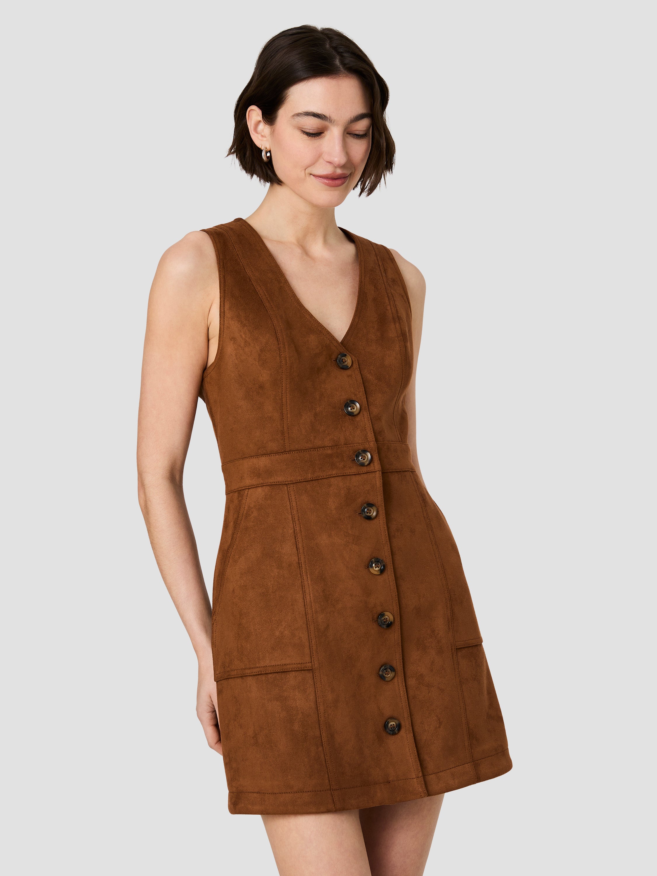 LANEY SUEDE PATCH POCKET MINI DRESS View 2 | Mini Dresses