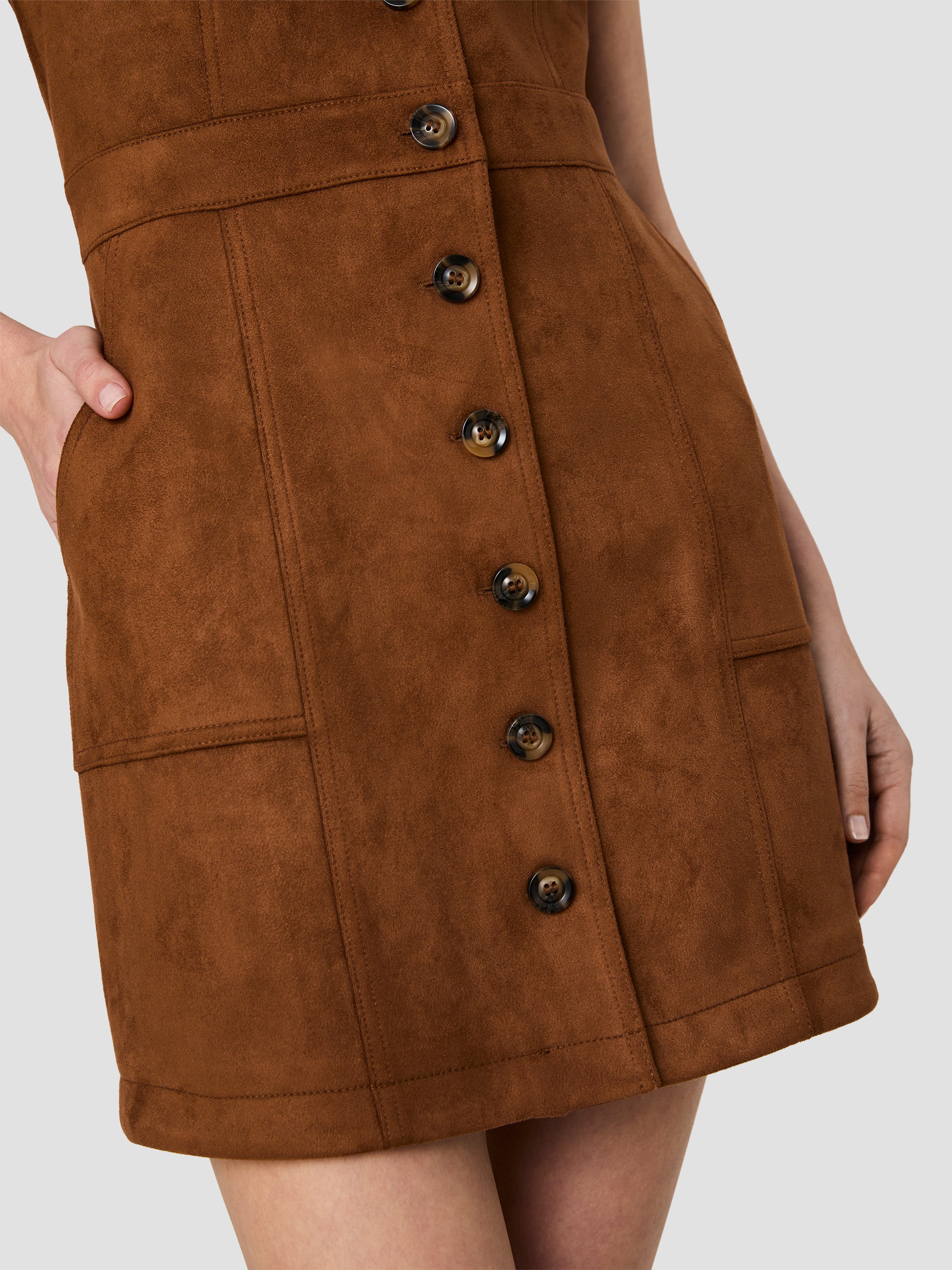 LANEY SUEDE PATCH POCKET MINI DRESS VIEW 3 | Mini Dresses