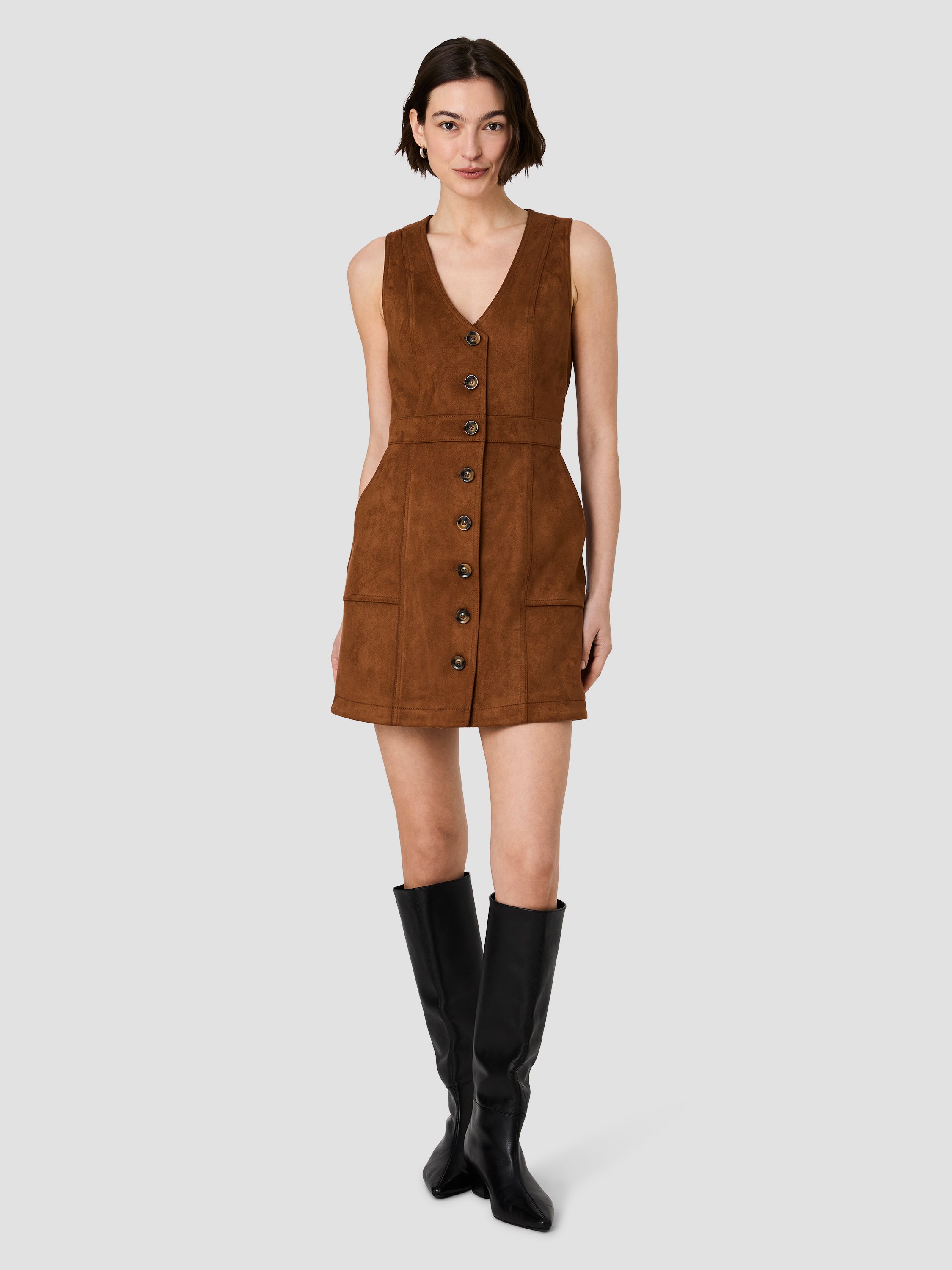 LANEY SUEDE PATCH POCKET MINI DRESS VIEW 6 | Mini Dresses