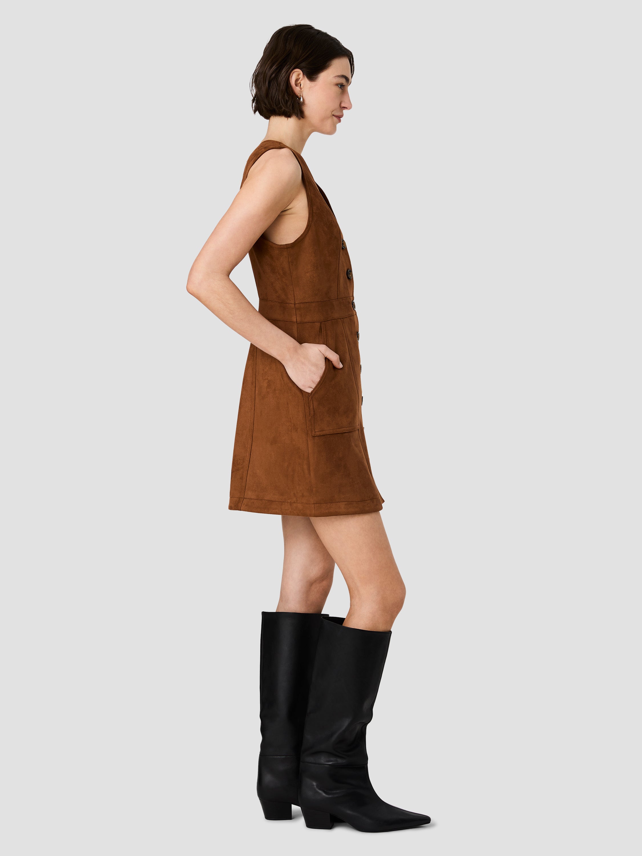 LANEY SUEDE PATCH POCKET MINI DRESS VIEW 5 | Mini Dresses