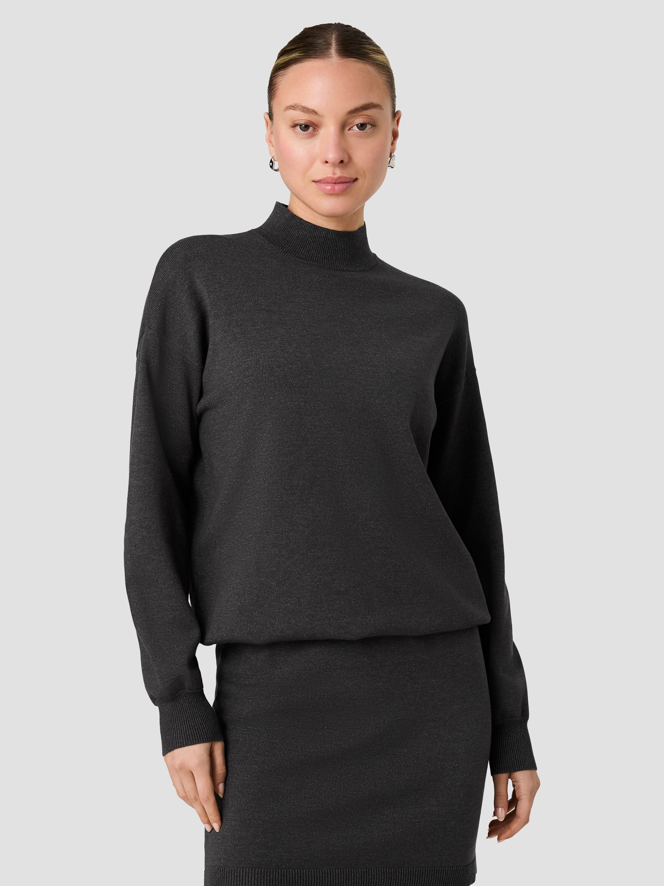 COSYSOFT LONG SLEEVE BLOUSON WAIST MINI DRESS VIEW 2