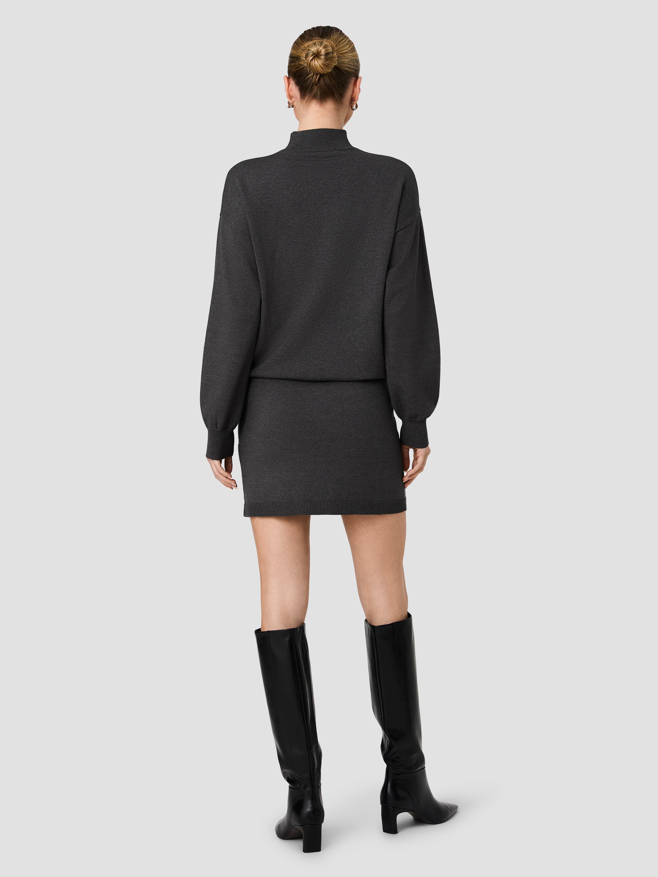 COSYSOFT LONG SLEEVE BLOUSON WAIST MINI DRESS VIEW 5