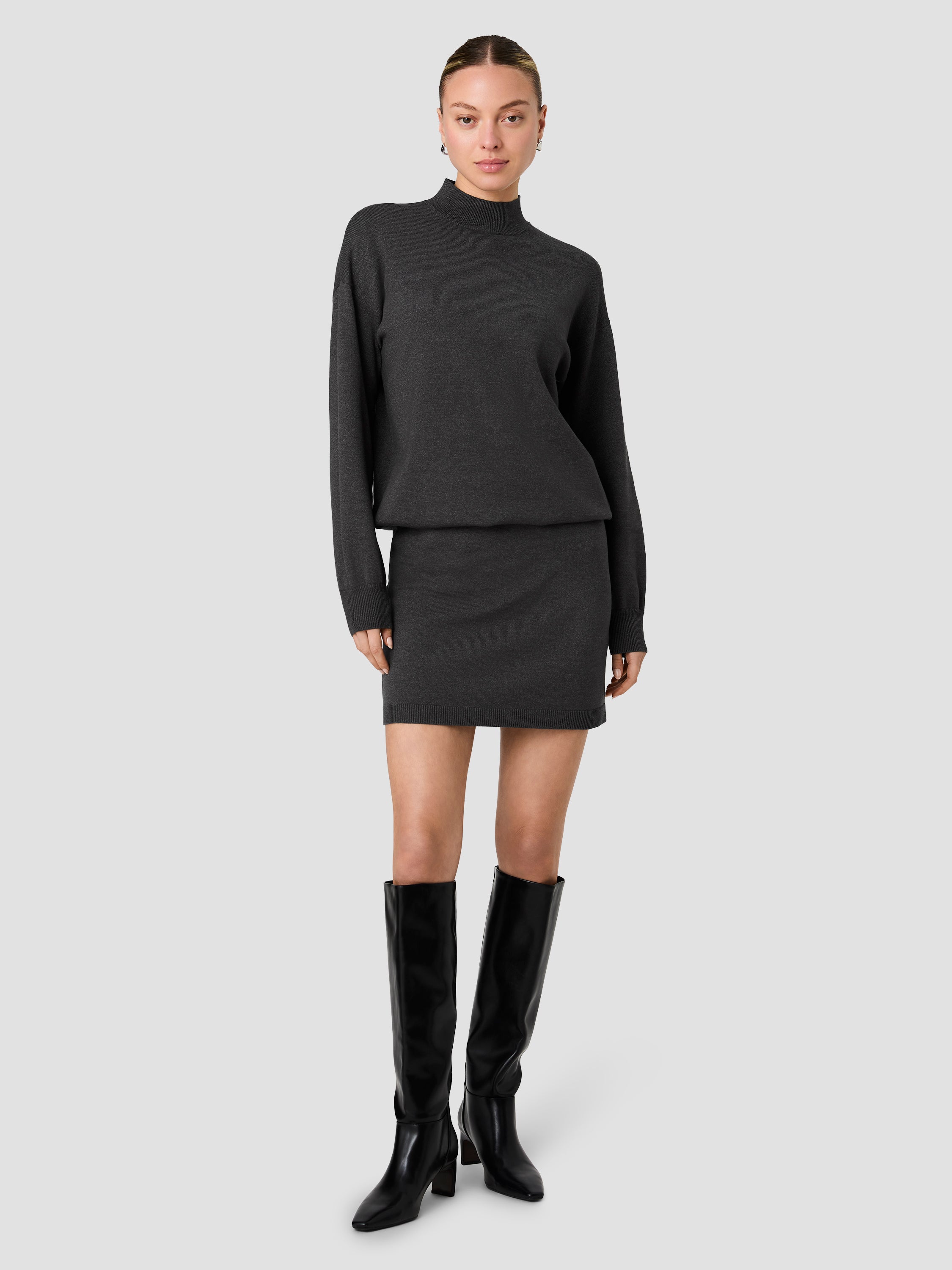 COSYSOFT LONG SLEEVE BLOUSON WAIST MINI DRESS VIEW 6
