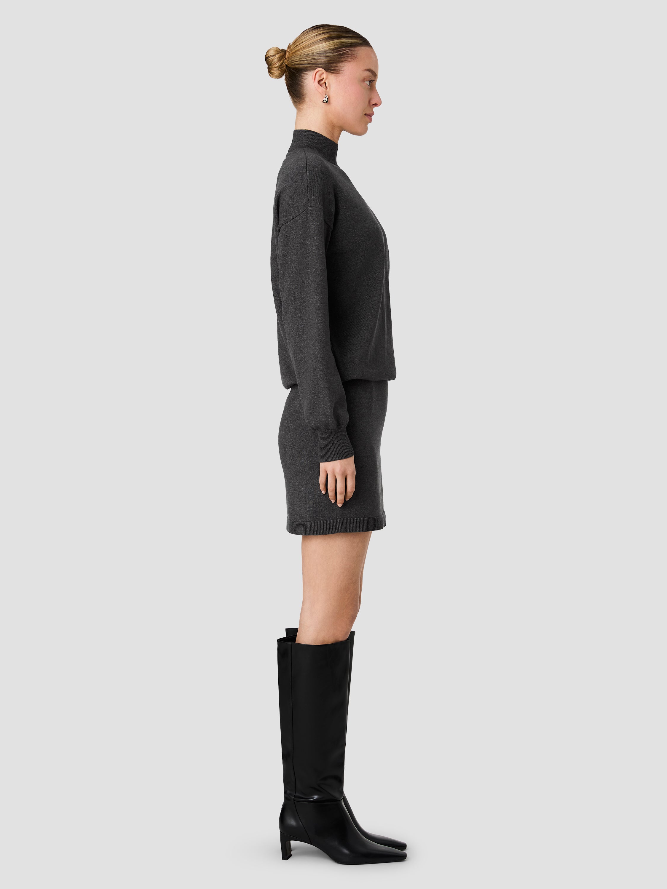 COSYSOFT LONG SLEEVE BLOUSON WAIST MINI DRESS VIEW 4