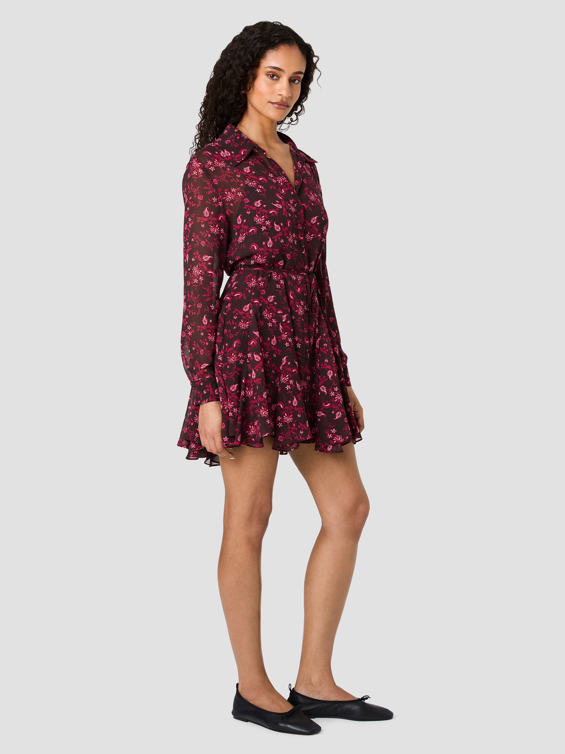 French Connection Women's Marina Aurora Floral Long-Sleeve Mini Dress - Rose Budoir Multi
