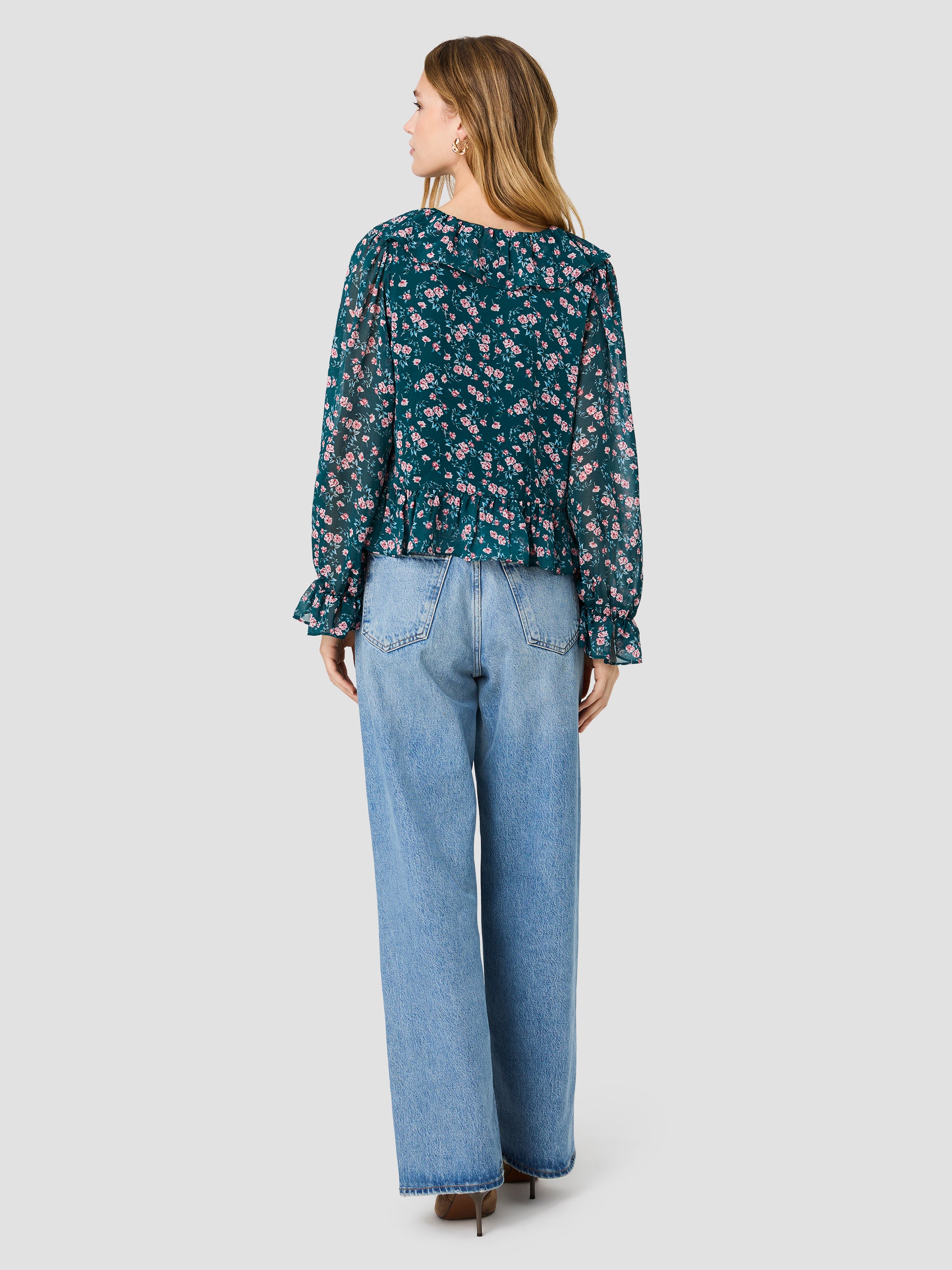 MARINA LUCIA FLEUR RUFFLE LONG SLEEVE BLOUSE VIEW 4 | New Arrivals