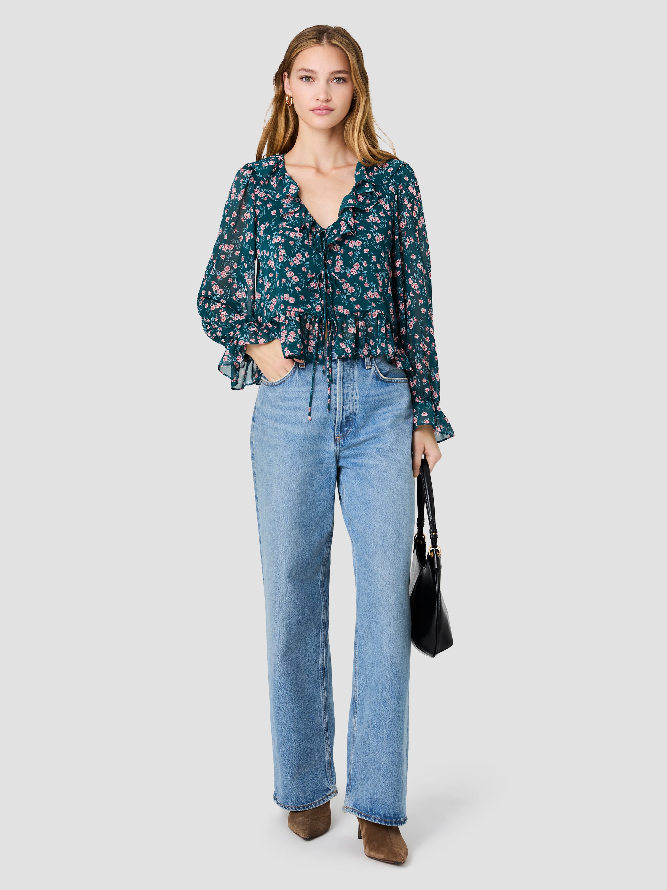 MARINA LUCIA FLEUR RUFFLE LONG SLEEVE BLOUSE View 1 | New Arrivals