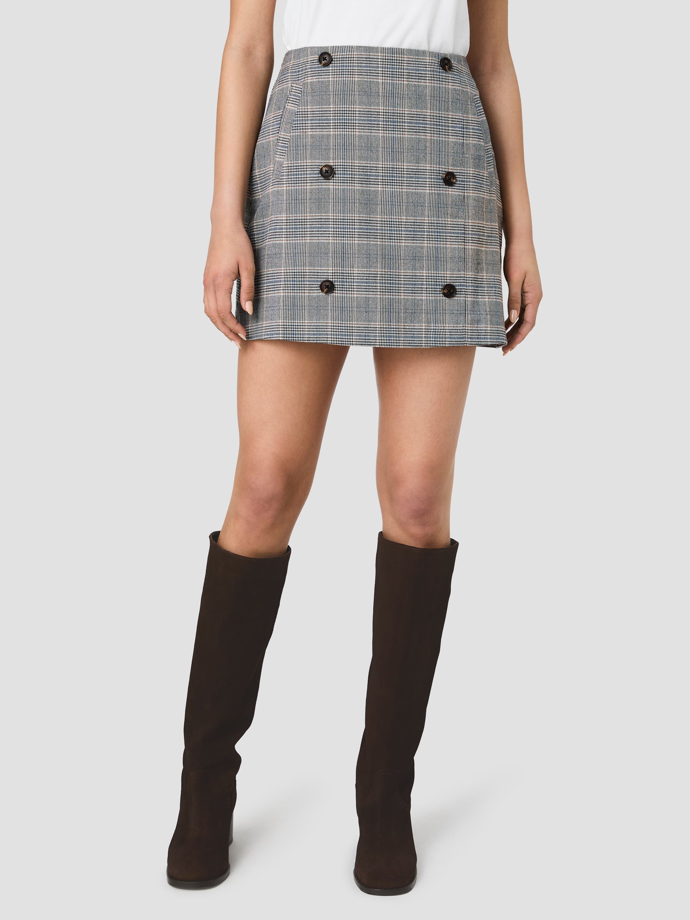 MATTEO PLAID DOUBLE BREASTED MINI SKIRT VIEW 2