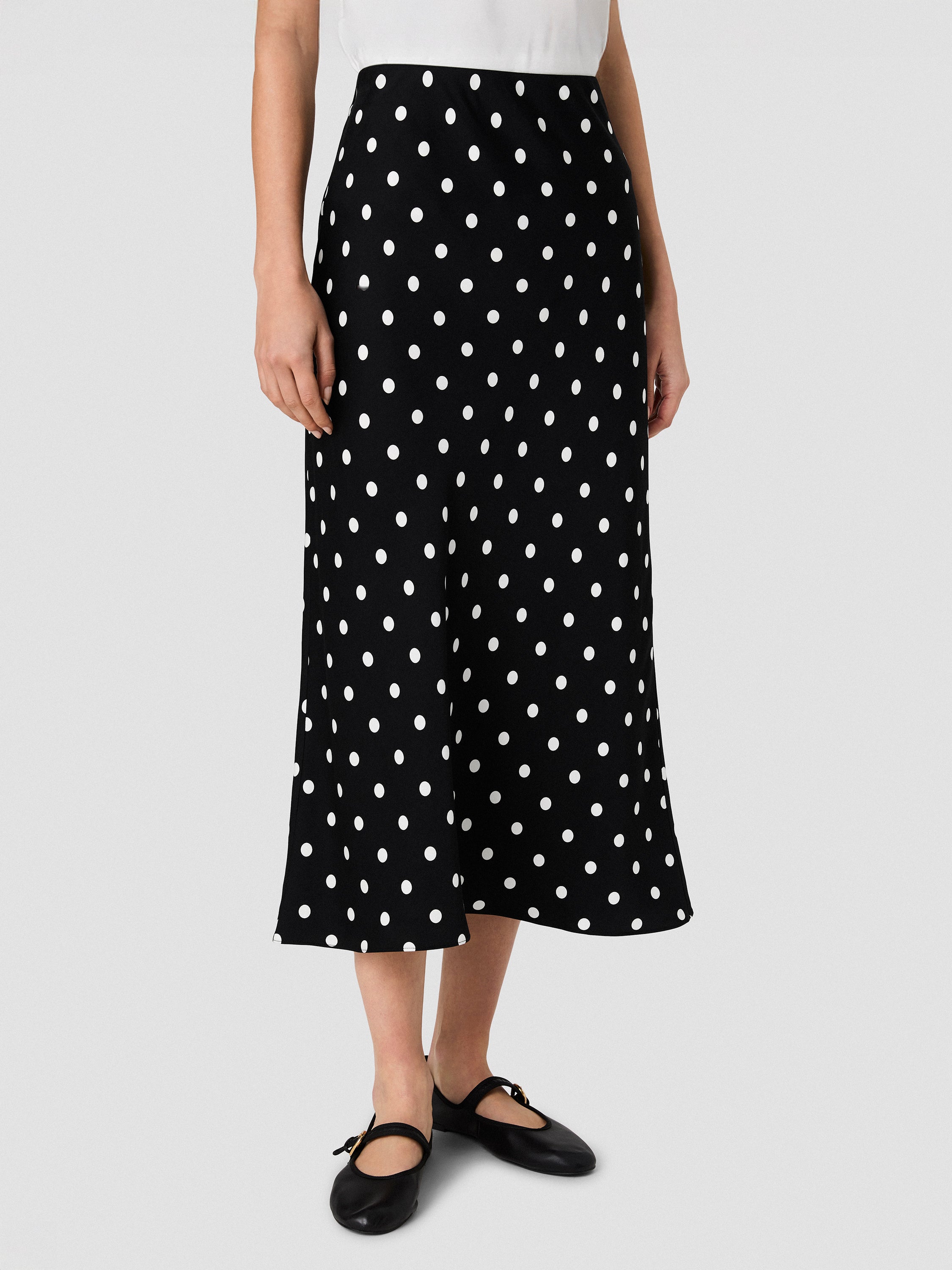 ENNIS SATIN POLKA DOT MIDI SKIRT VIEW 2