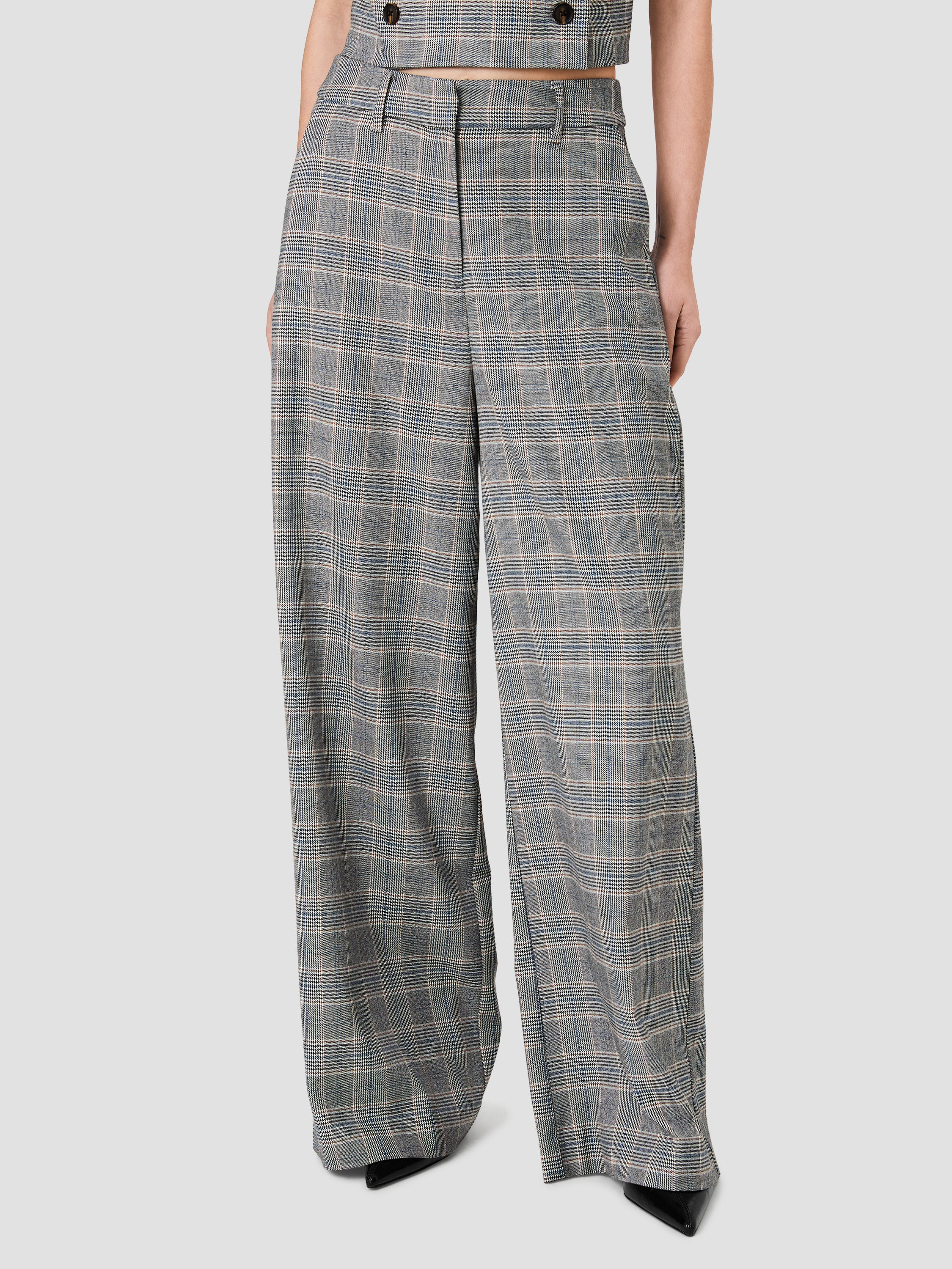 MATTEO PLAID WIDE LEG TROUSERS VIEW 2