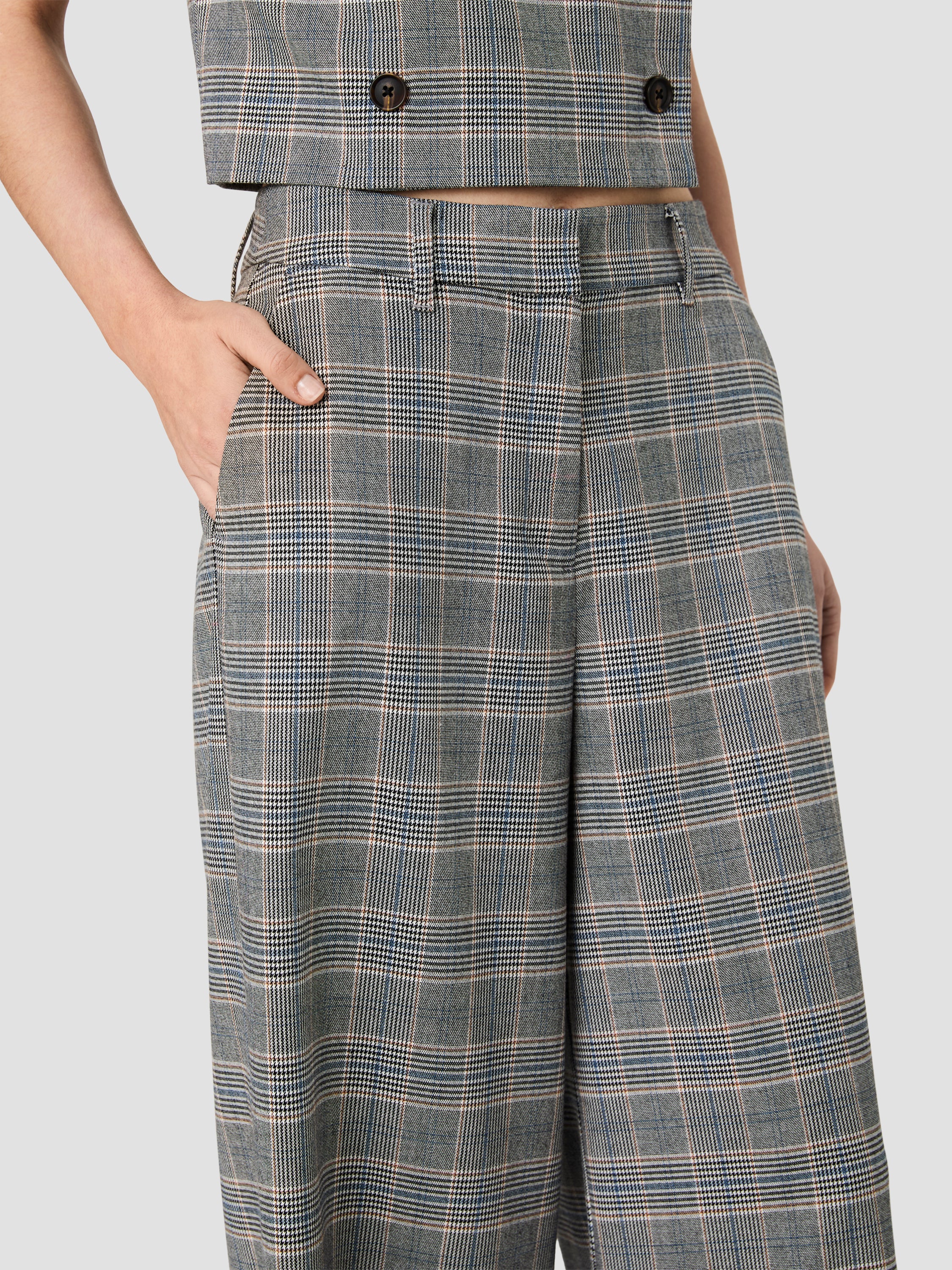 MATTEO PLAID WIDE LEG TROUSERS VIEW 3