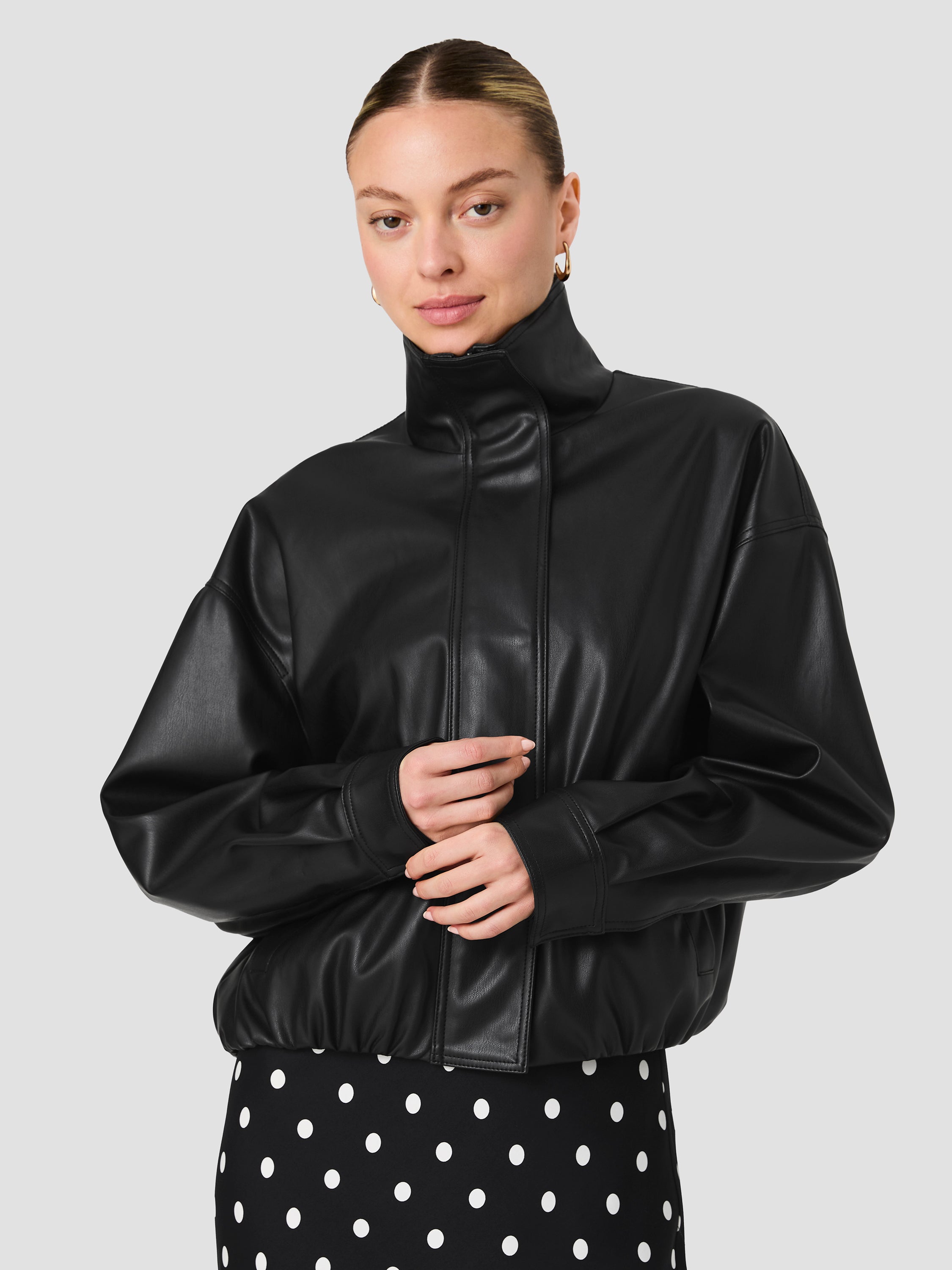 DESSA FAUX LEATHER BOMBER JACKET View 1 | The Essentials Edit