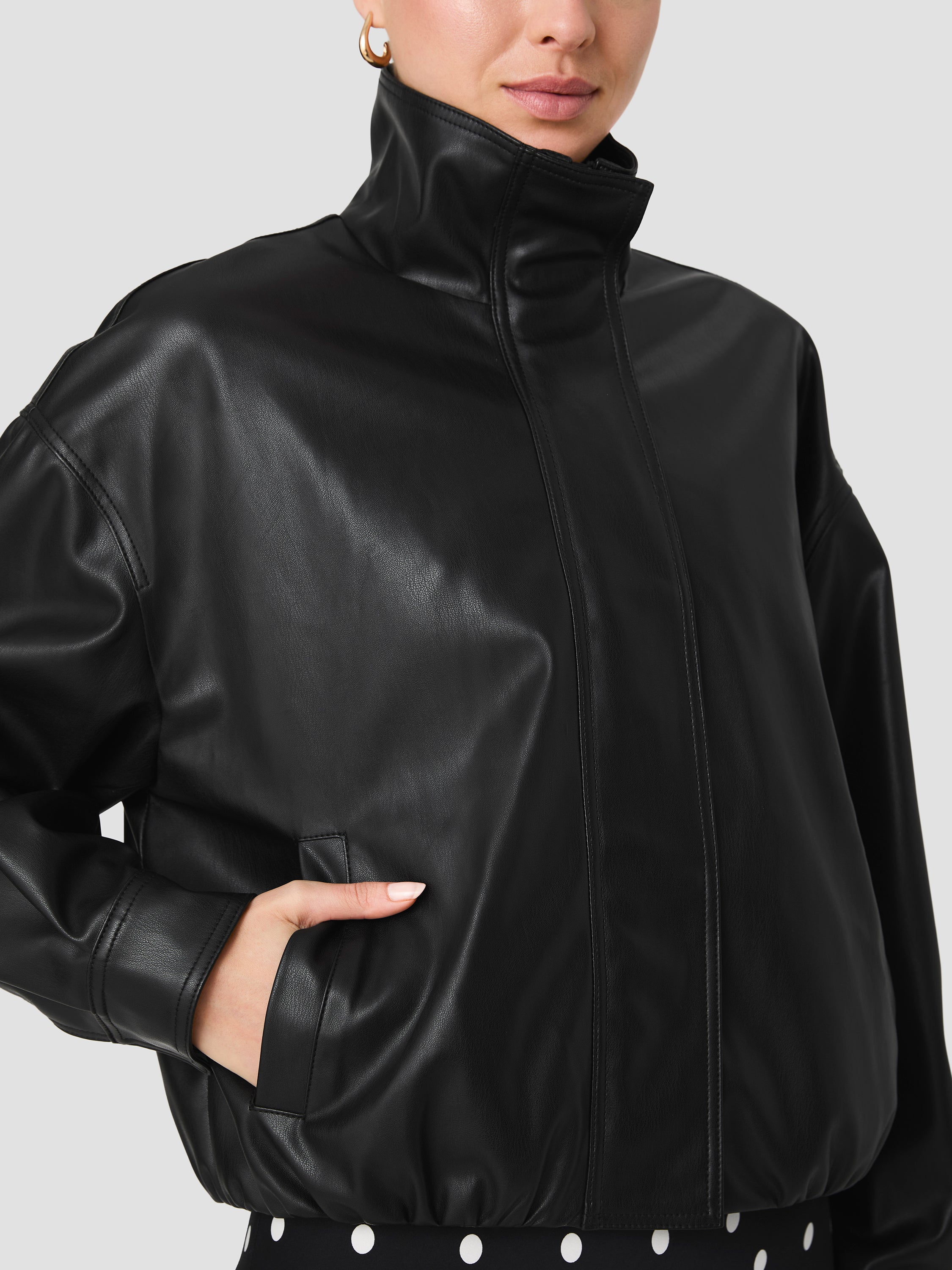 DESSA FAUX LEATHER BOMBER JACKET VIEW 4 | The Essentials Edit
