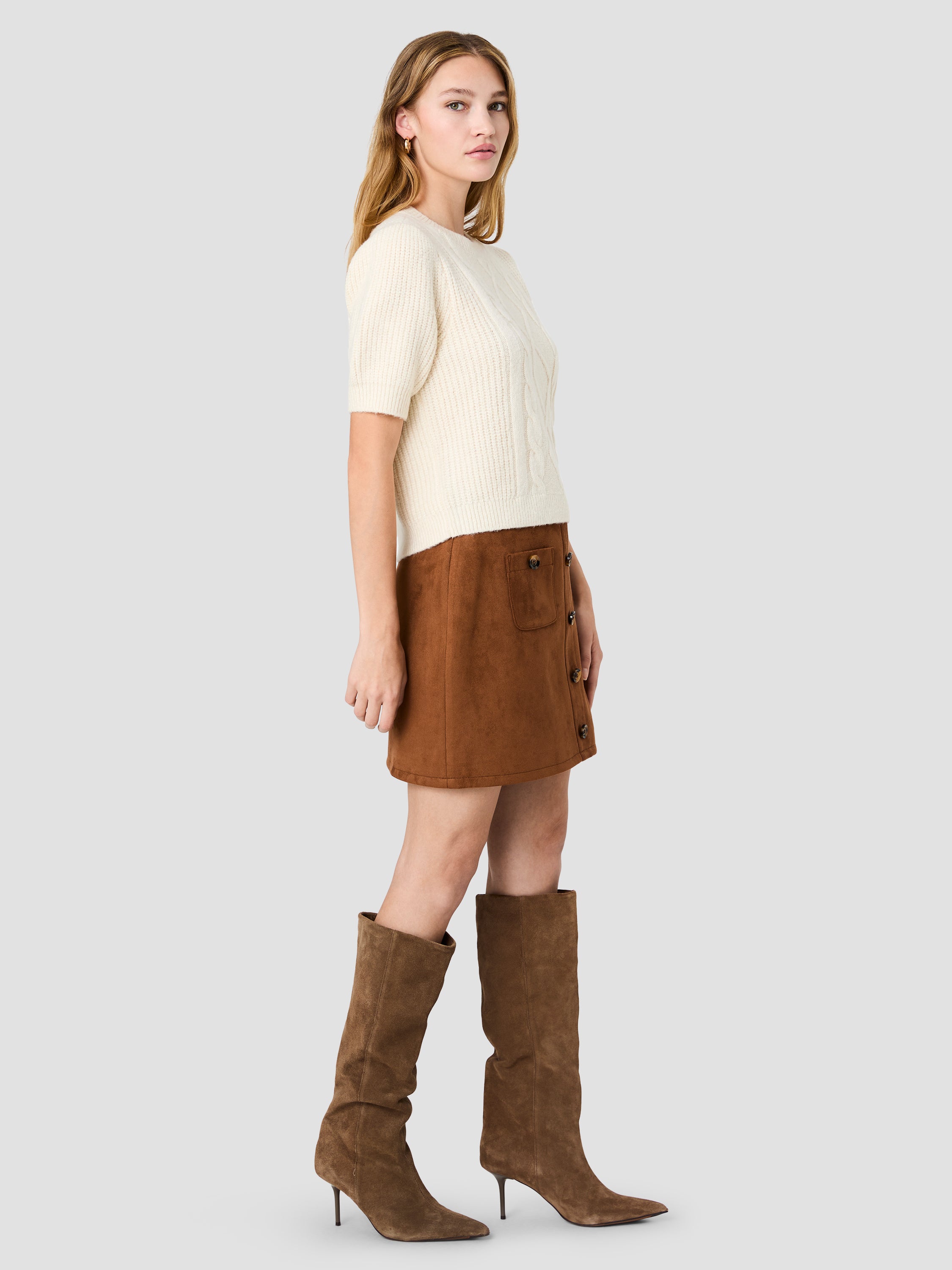 WESLEY KNIT PUFF SLEEVE CABLE TOP VIEW 5 | Sweaters & Knits