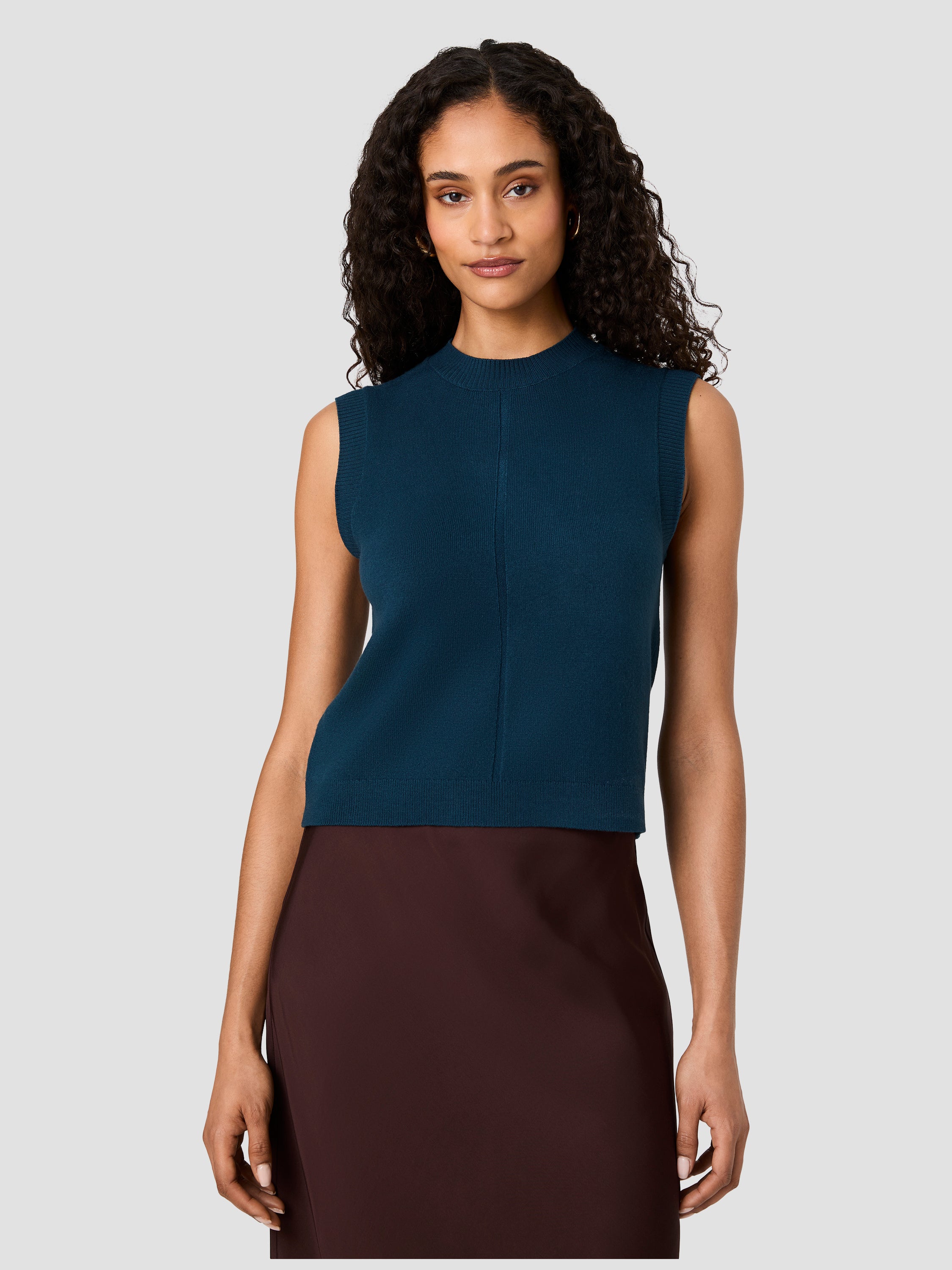 BABYSOFT VERTICAL TICK CREW NECK SLEEVELESS TOP View 2 | The Essentials Edit
