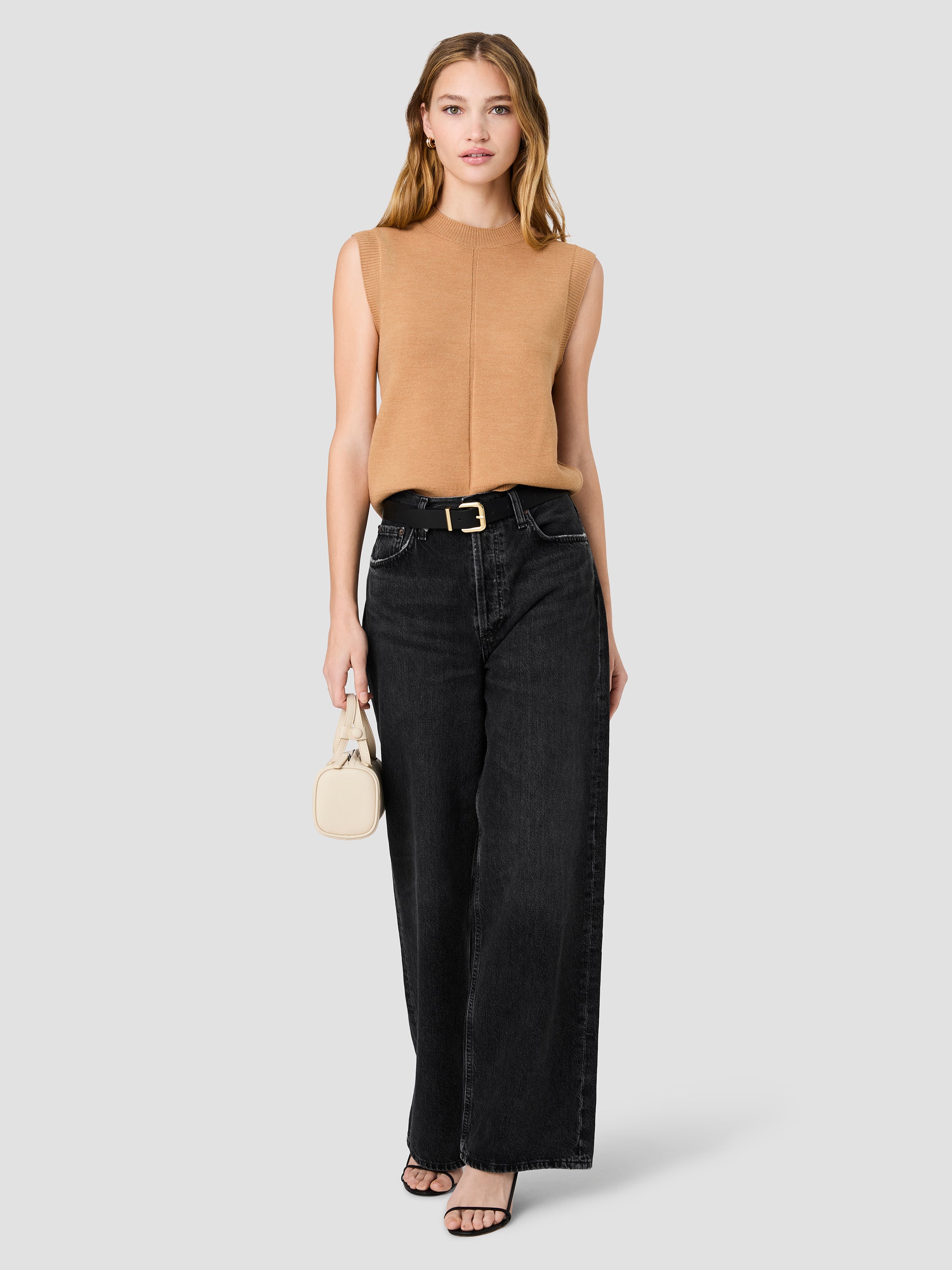 BABYSOFT VERTICAL TICK CREW NECK SLEEVELESS TOP View 1 | The Essentials Edit