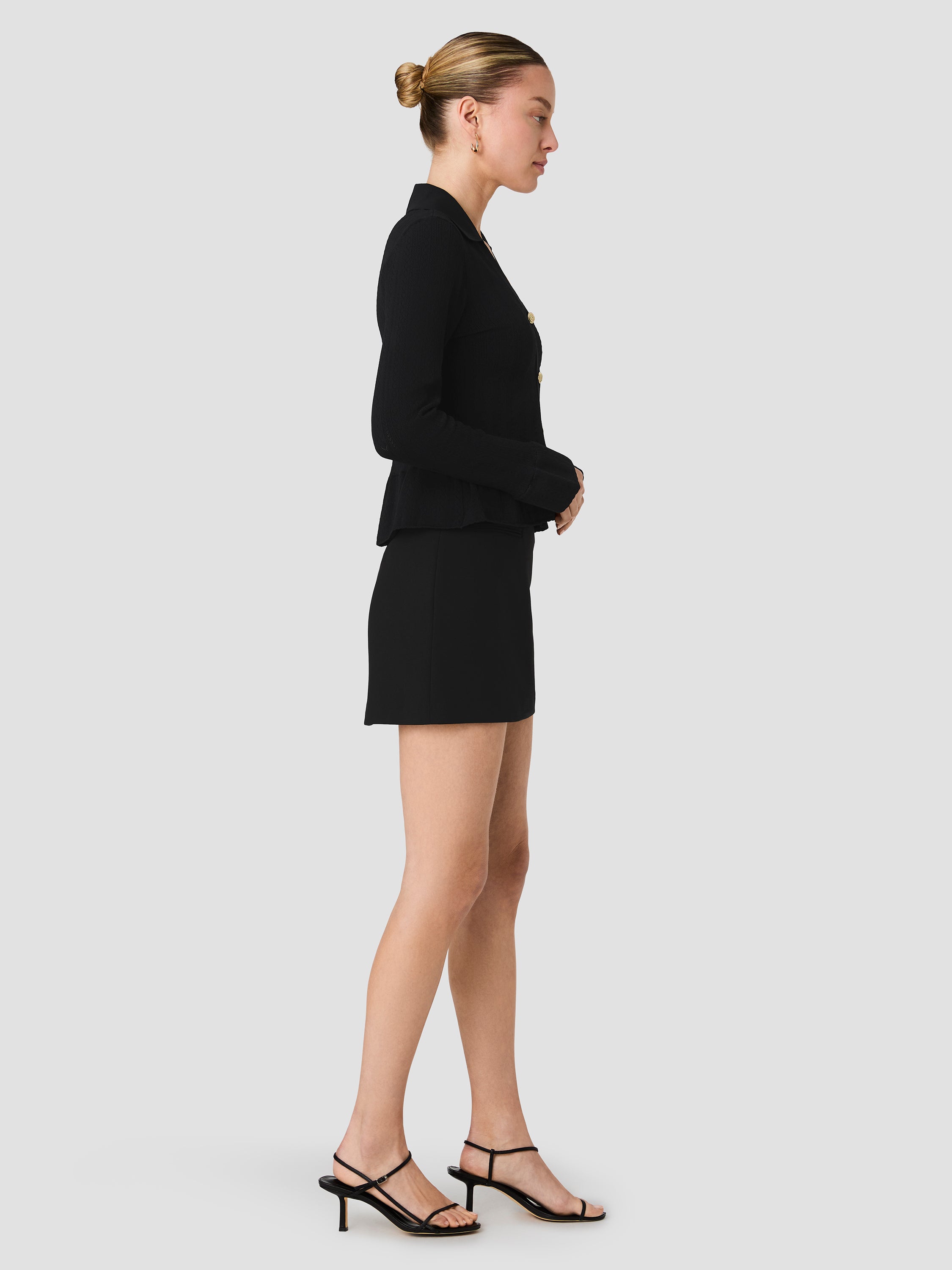 CRINKLE KNIT POINTELLE PEPLUM TOP VIEW 5