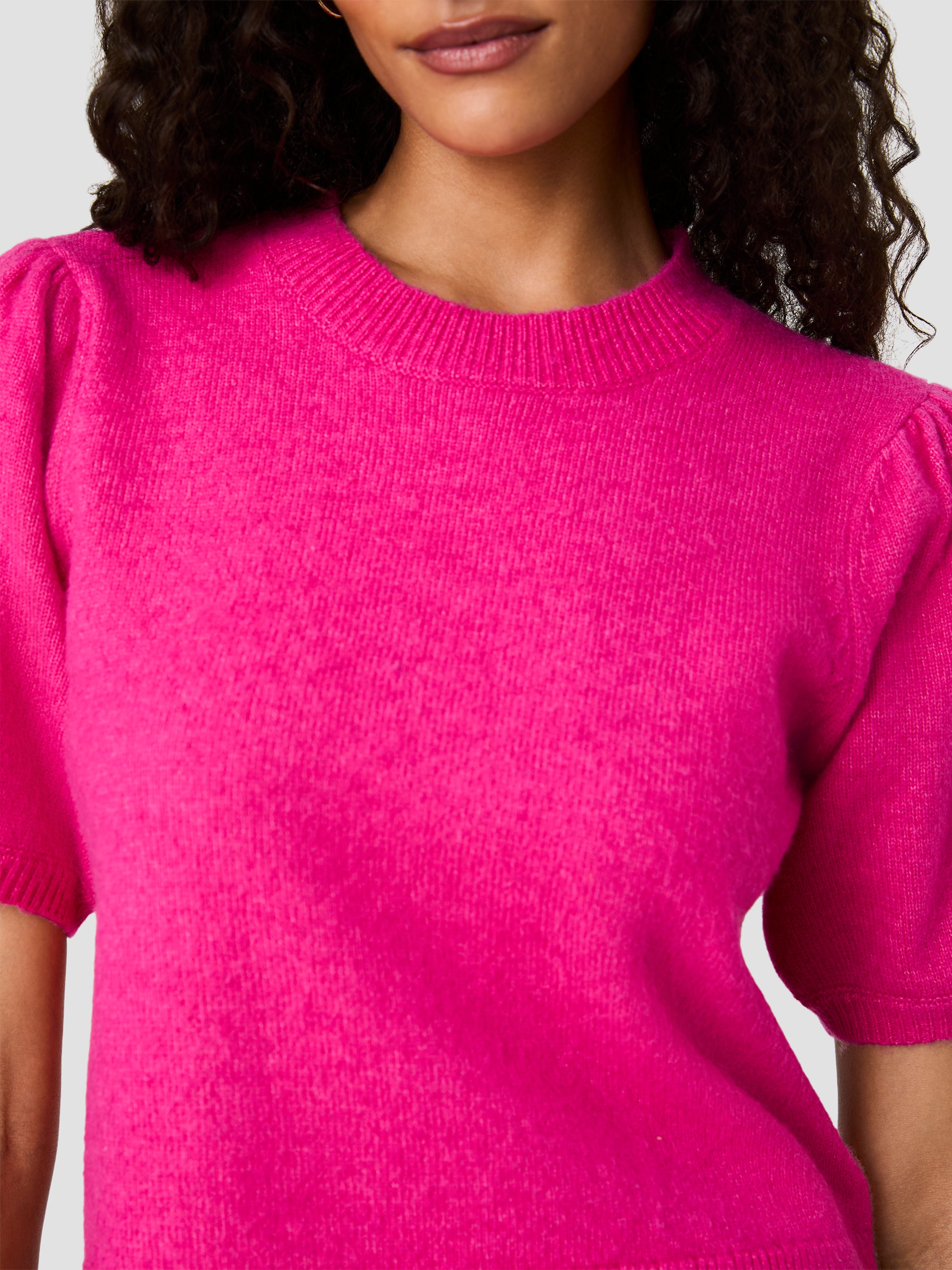 YULIA KNIT PUFF SLEEVE TOP VIEW 3 | Women's Shop All