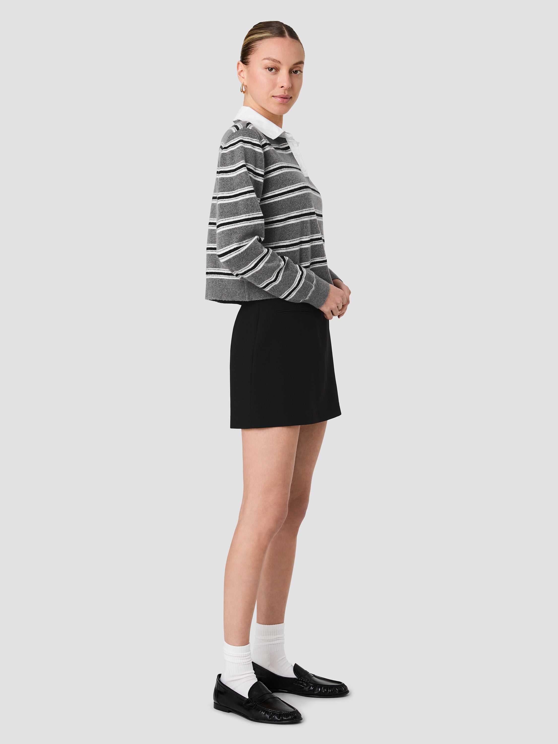 YULIA KNIT CAMPUS STRIPE CONTRAST COLLAR PULLOVER VIEW 5