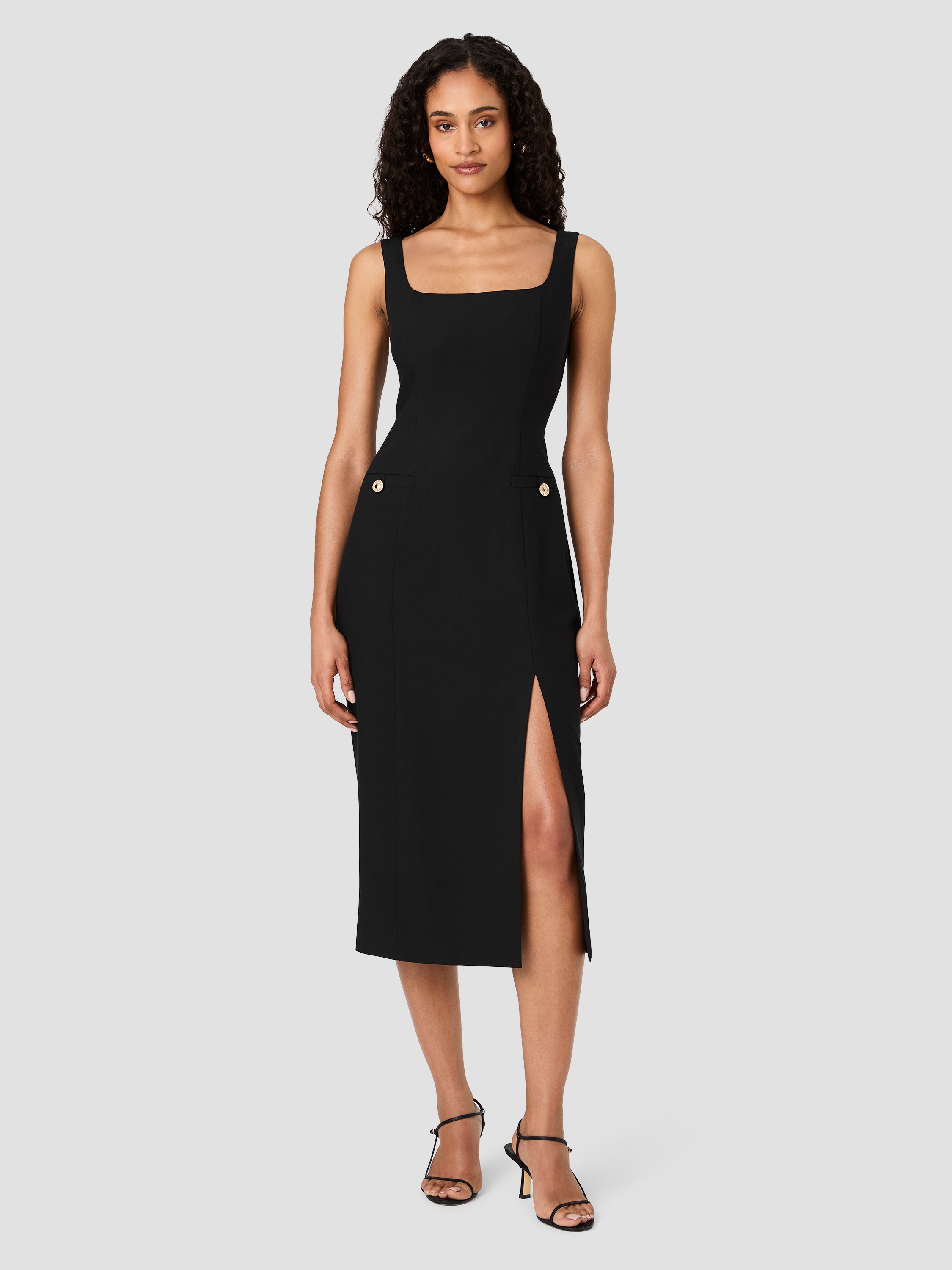 KAI SUITING SLIT MIDI DRESS VIEW 5