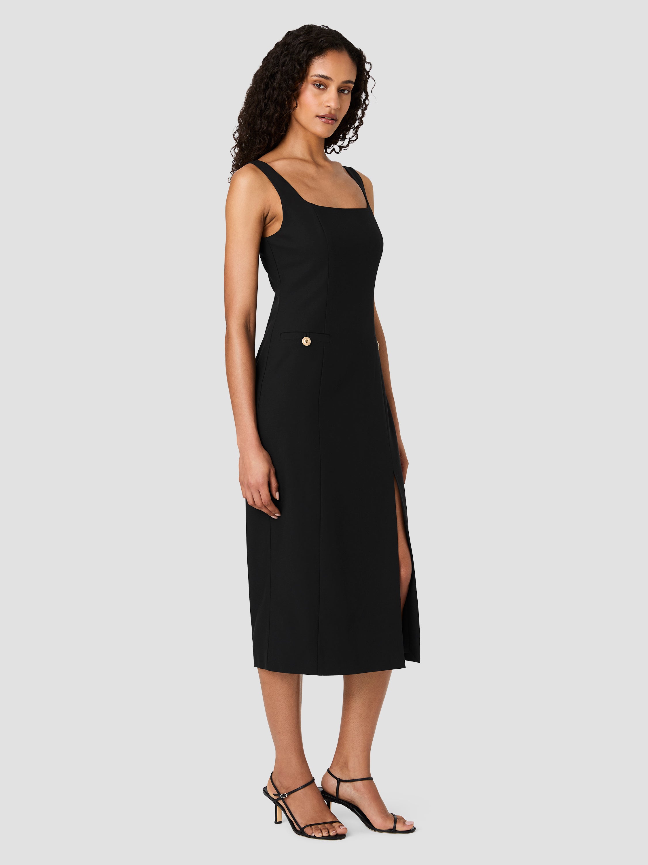KAI SUITING SLIT MIDI DRESS VIEW 4