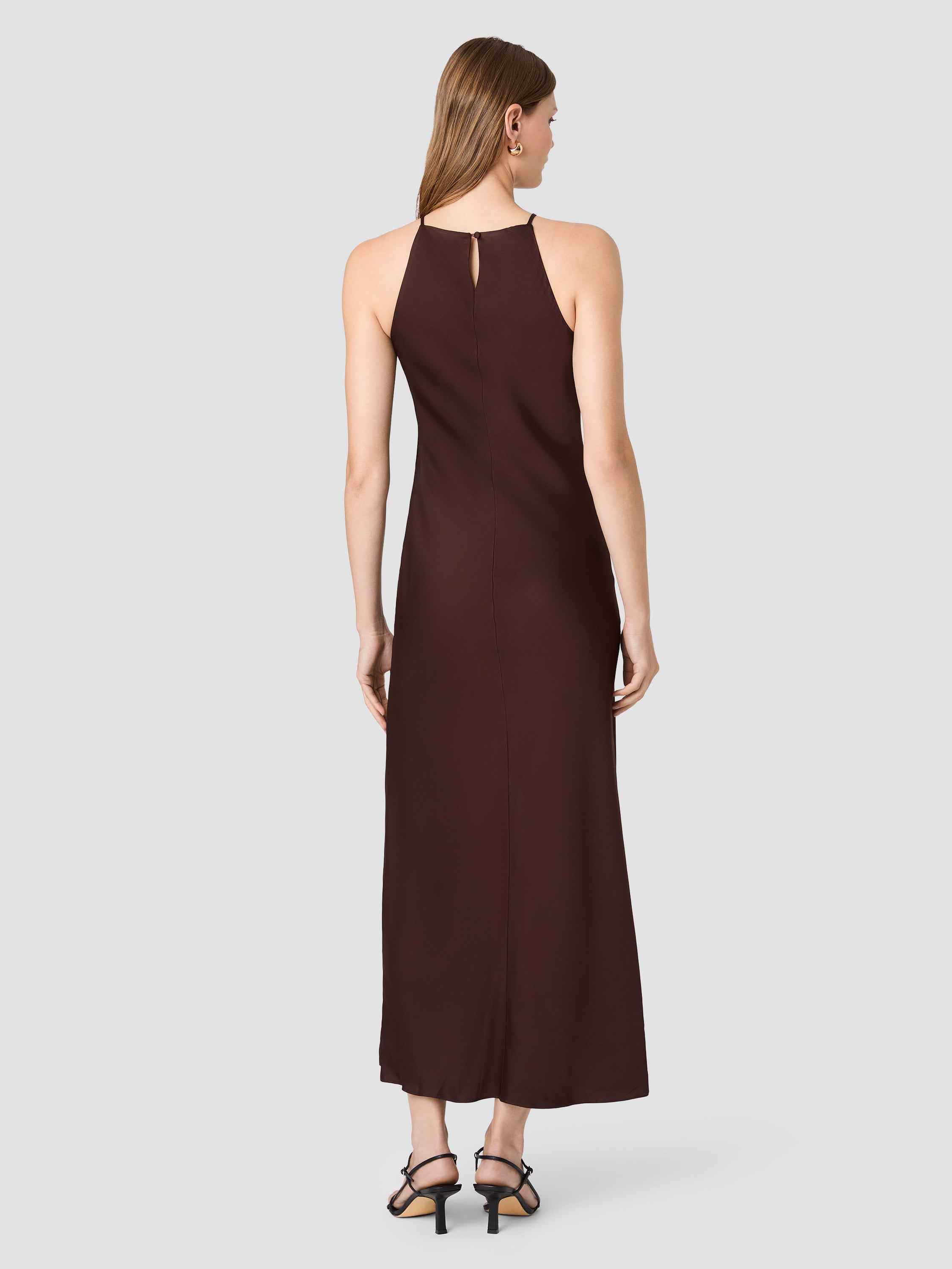 ENNIS SATIN HALTER MAXI SLIP DRESS VIEW 7