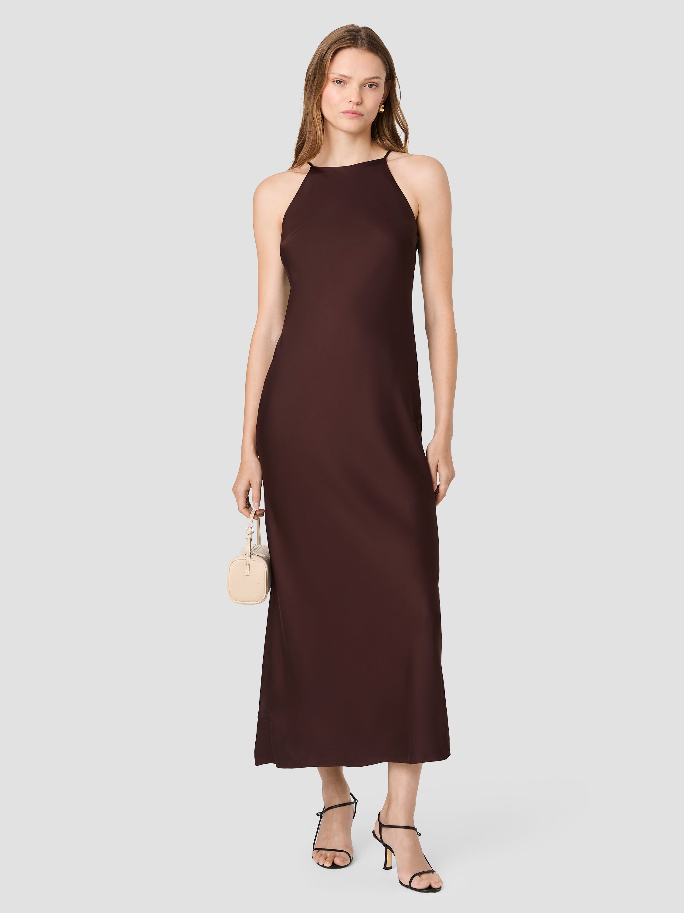 ENNIS SATIN HALTER MAXI SLIP DRESS VIEW 3