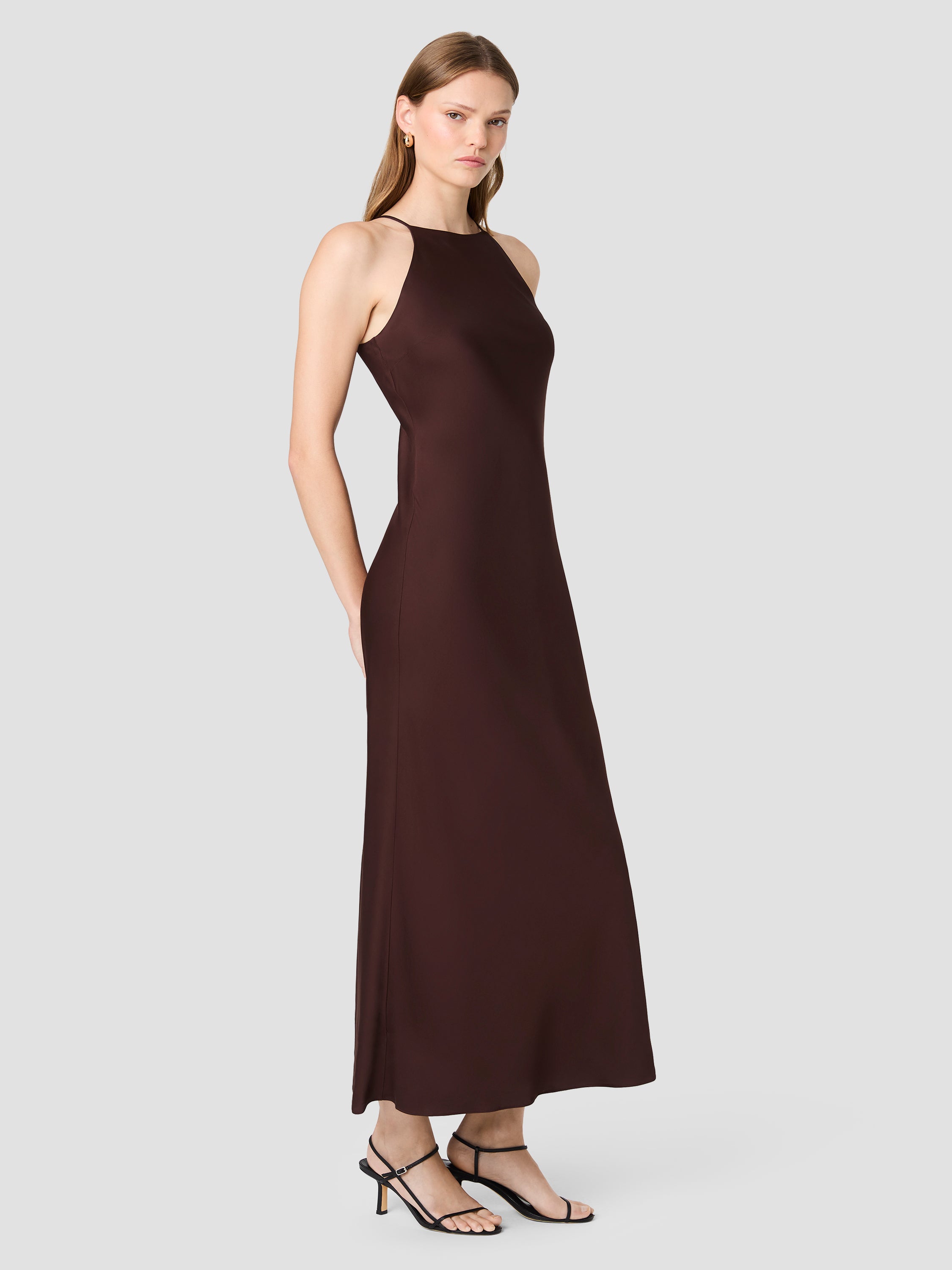 ENNIS SATIN HALTER MAXI SLIP DRESS VIEW 6