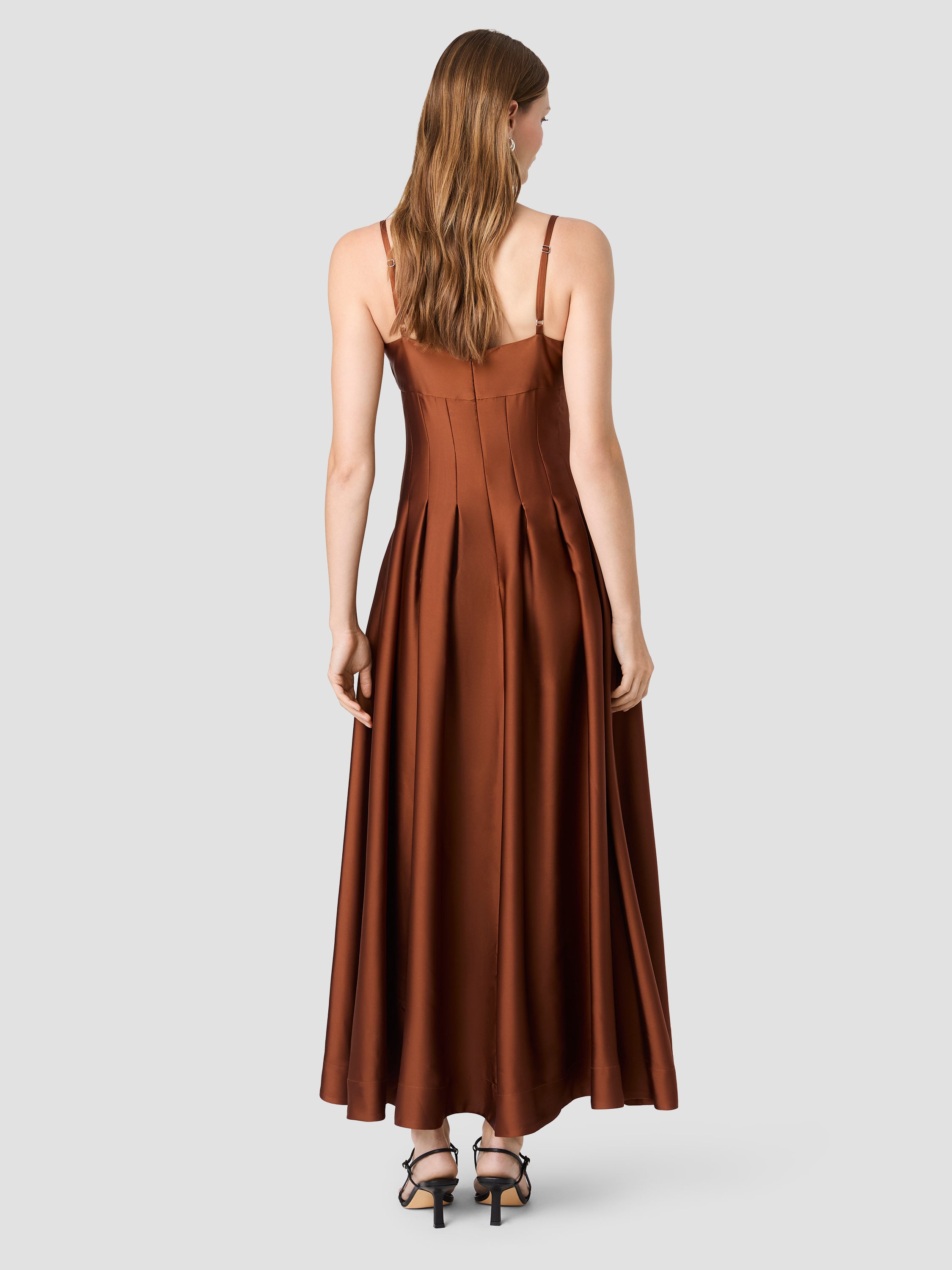 SLINKY SATIN PLEATED MAXI DRESS VIEW 4 | Dresses