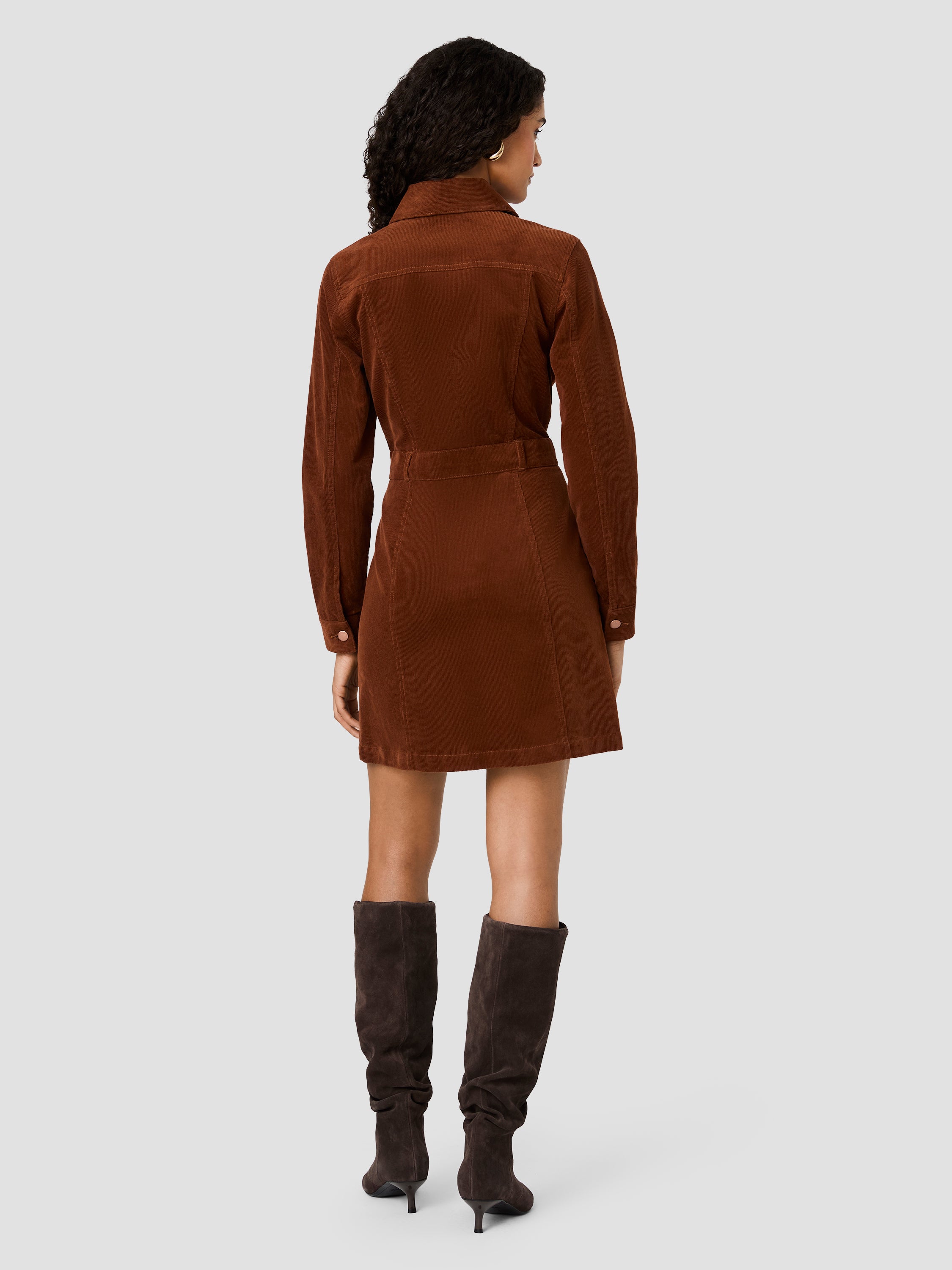 CASEY CORDUROY LONG SLEEVE MINI DRESS VIEW 4