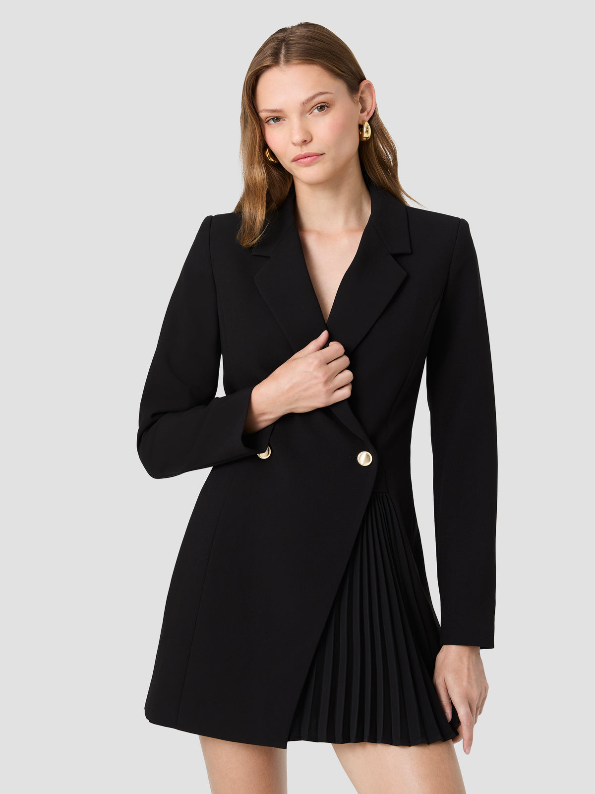 AZRA TWILL PLEATED TUX DRESS View 2 | New Arrivals