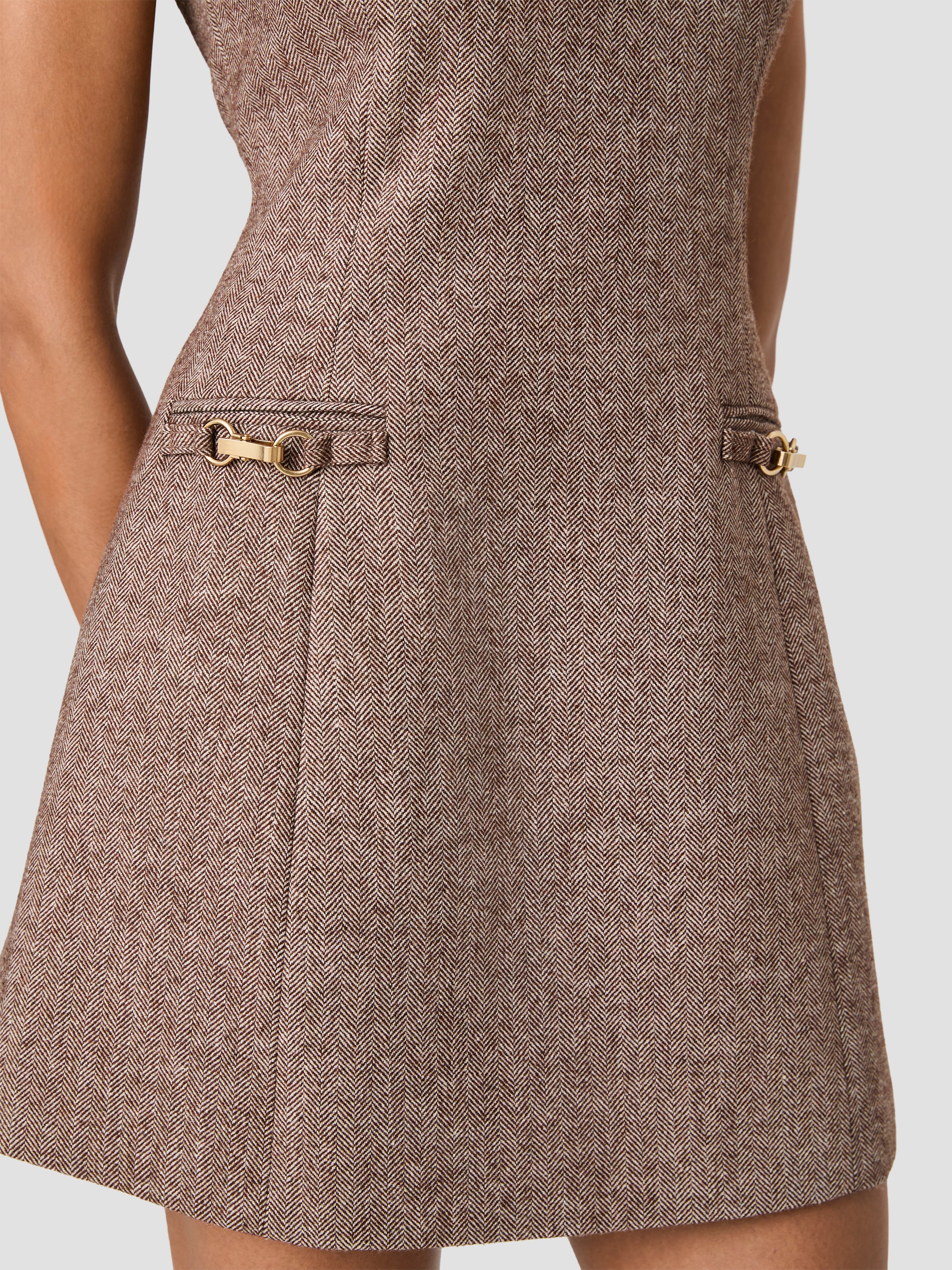 NAYA HERRINGBONE BUCKLE MINI DRESS VIEW 3 | Dresses