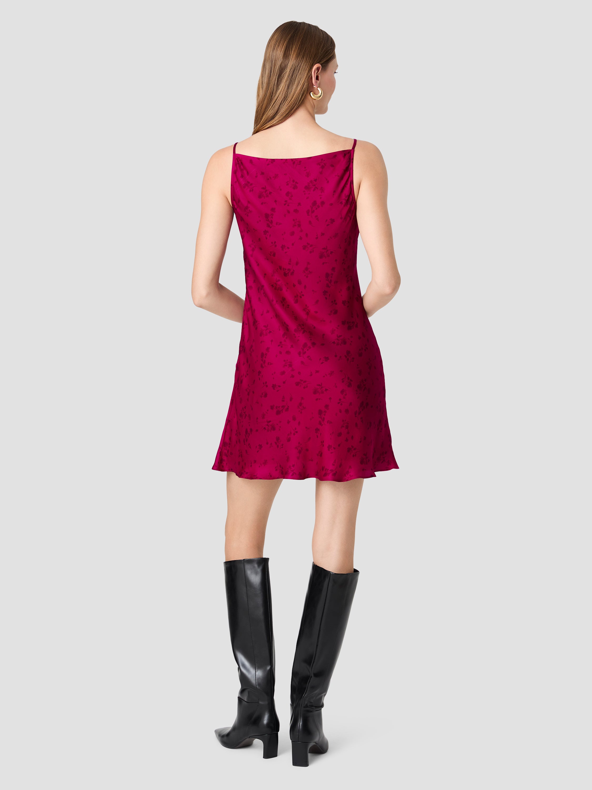 OONA SATIN CELESTE FLEUR FLARE MINI DRESS VIEW 4 | New Arrivals