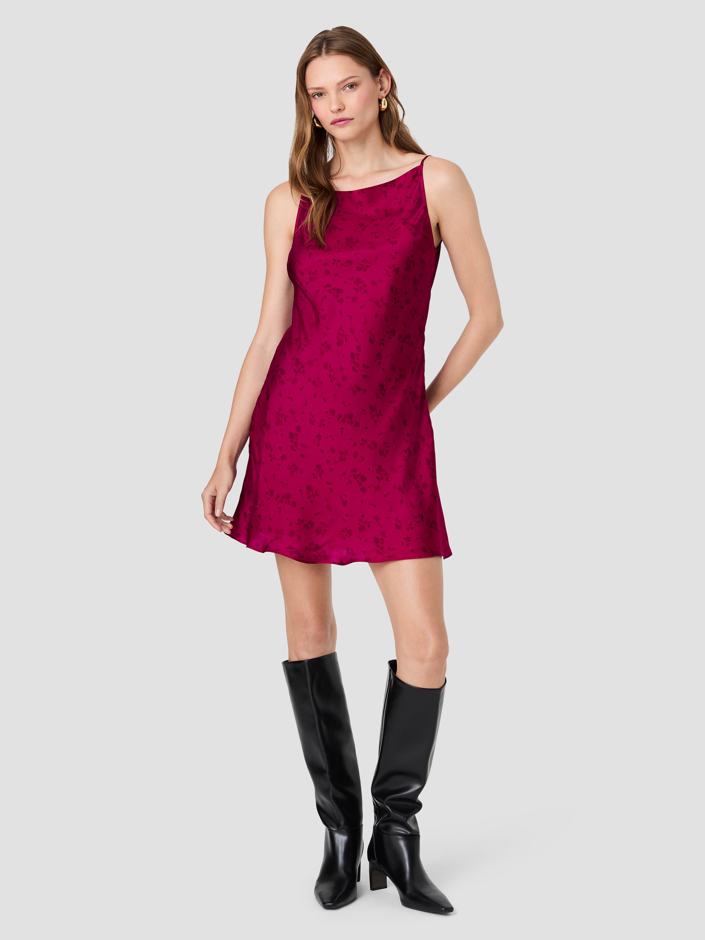 OONA SATIN CELESTE FLEUR FLARE MINI DRESS VIEW 6 | New Arrivals