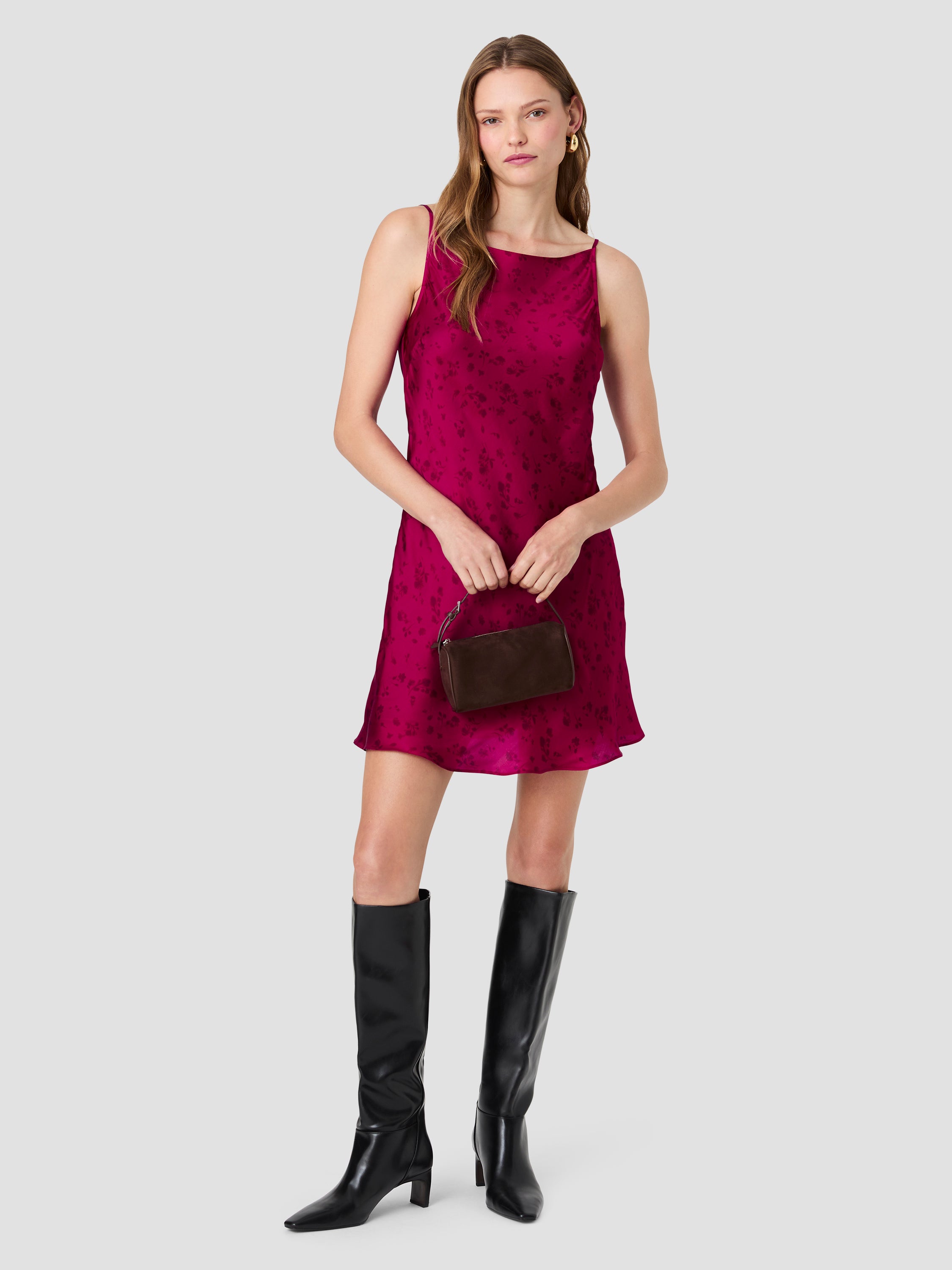 OONA SATIN CELESTE FLEUR FLARE MINI DRESS View 1 | New Arrivals