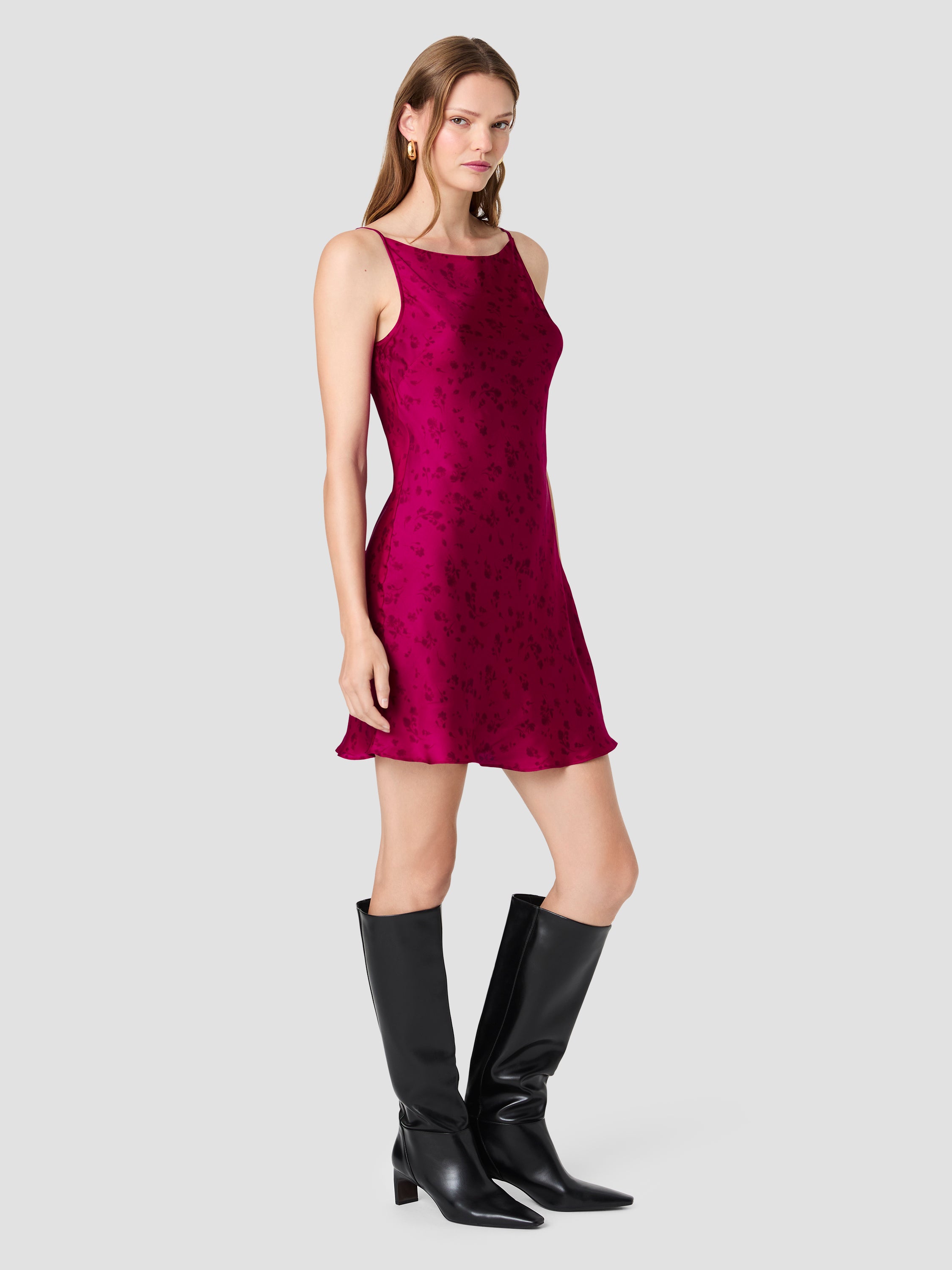 OONA SATIN CELESTE FLEUR FLARE MINI DRESS VIEW 5 | New Arrivals