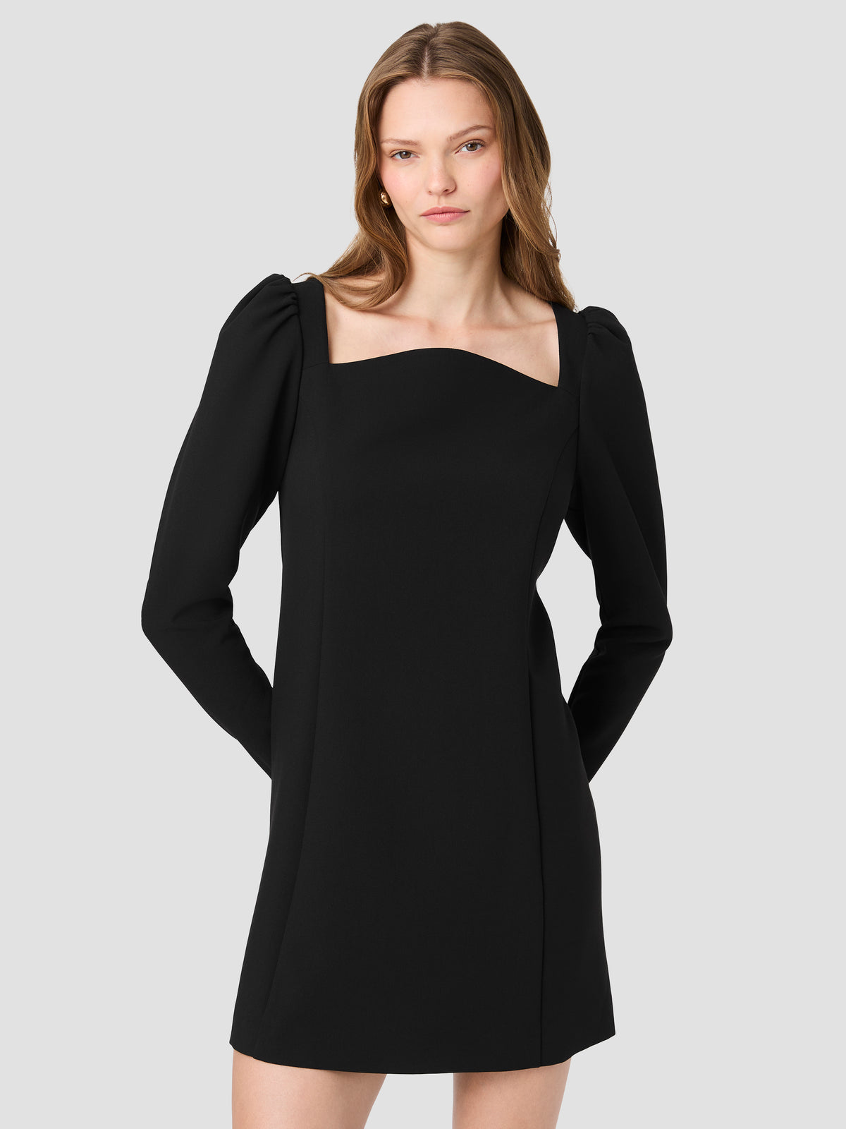 AZRA TWILL PUFF SLEEVE SHIFT MINI DRESS VIEW 2