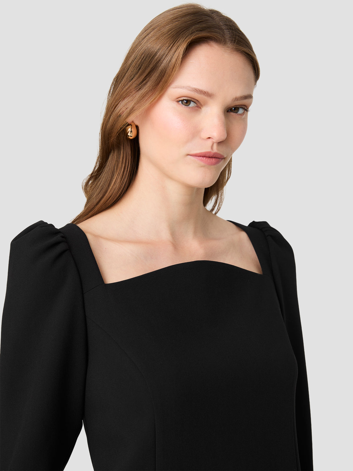 AZRA TWILL PUFF SLEEVE SHIFT MINI DRESS VIEW 3