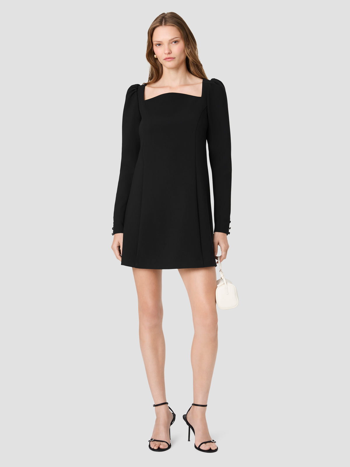 AZRA TWILL PUFF SLEEVE SHIFT MINI DRESS VIEW 1