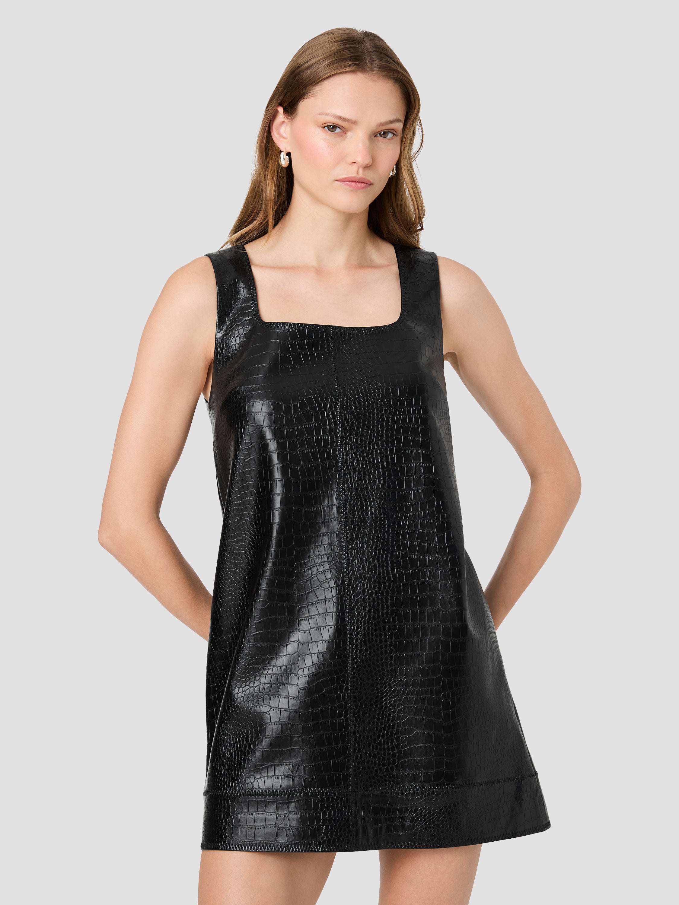 FAUX CROC PU LEATHER MINI DRESS View 2 | Women's Shop All