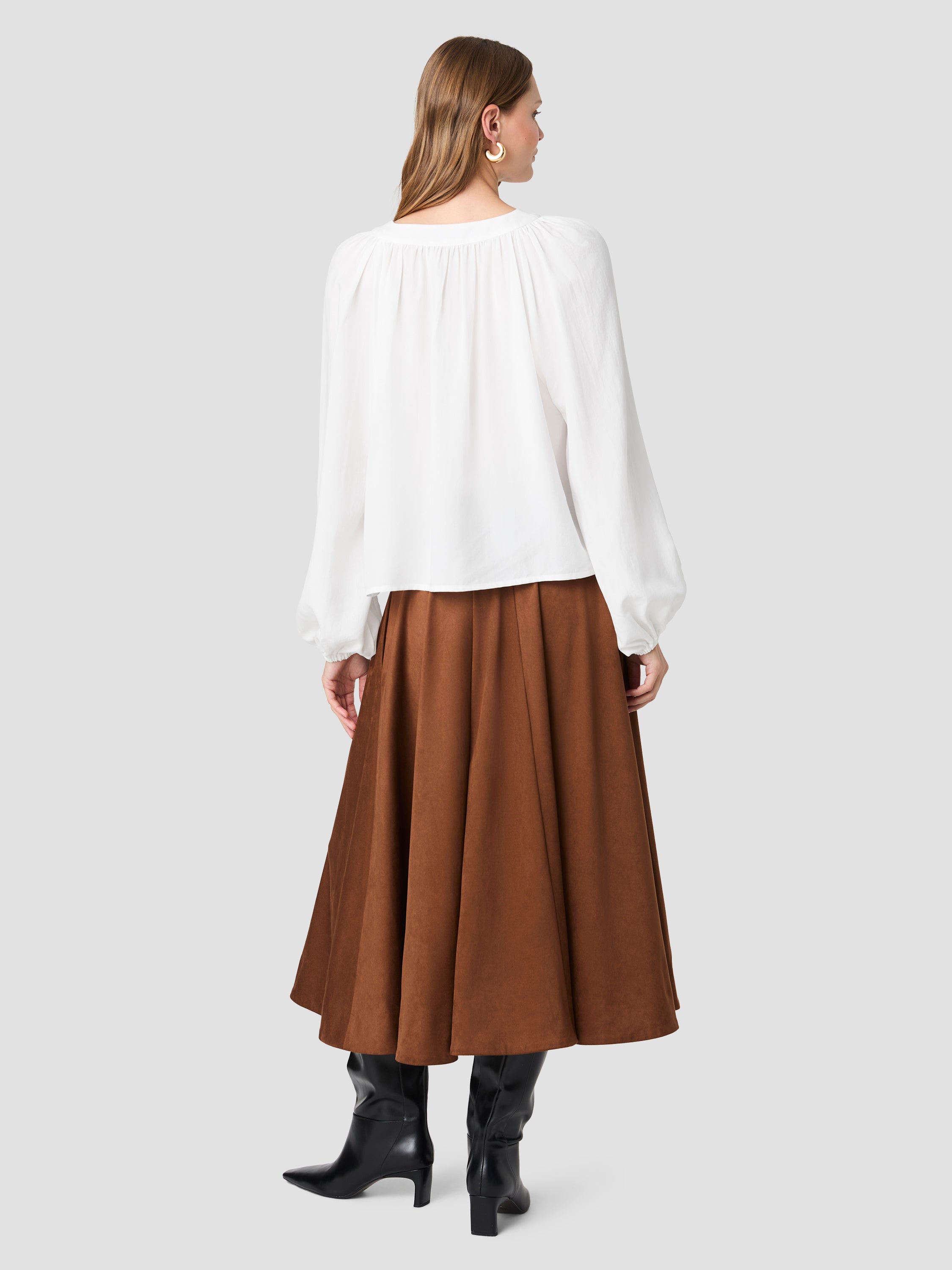 TENCEL SHIRTING HALF PLACKET LONG SLEEVE TOP VIEW 3 | New Arrivals