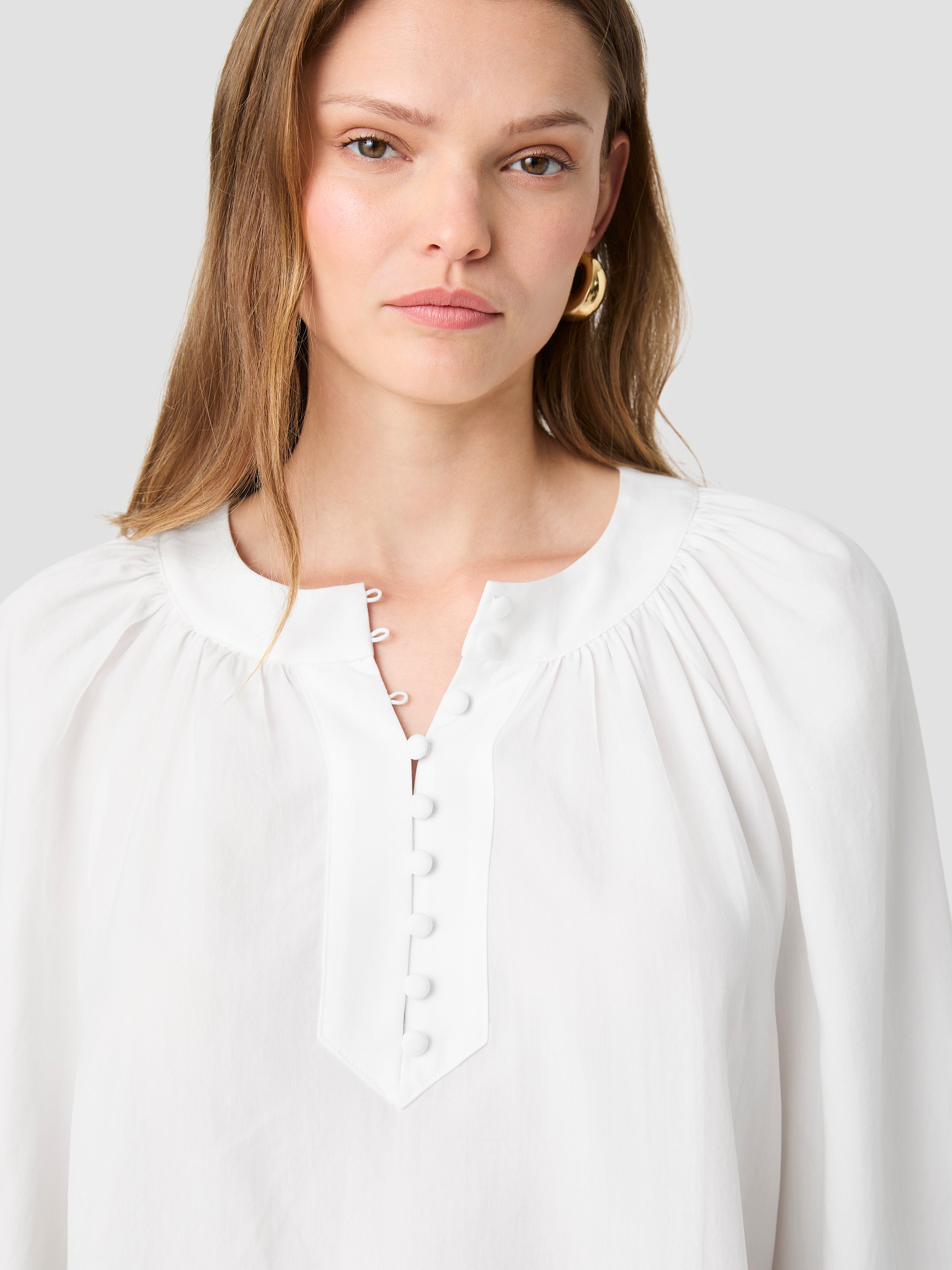 TENCEL SHIRTING HALF PLACKET LONG SLEEVE TOP VIEW 4 | New Arrivals