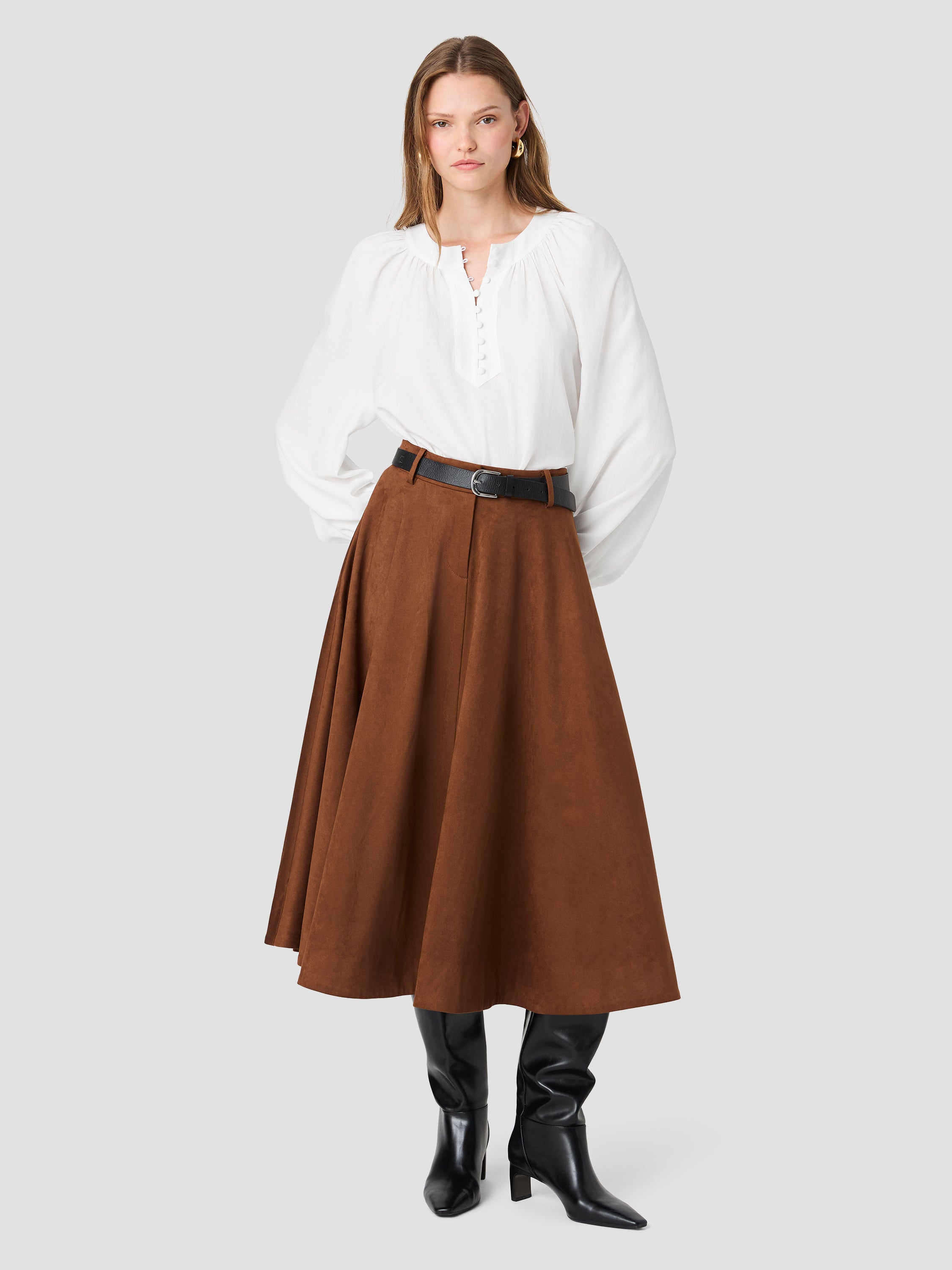 TENCEL SHIRTING HALF PLACKET LONG SLEEVE TOP VIEW 6 | New Arrivals