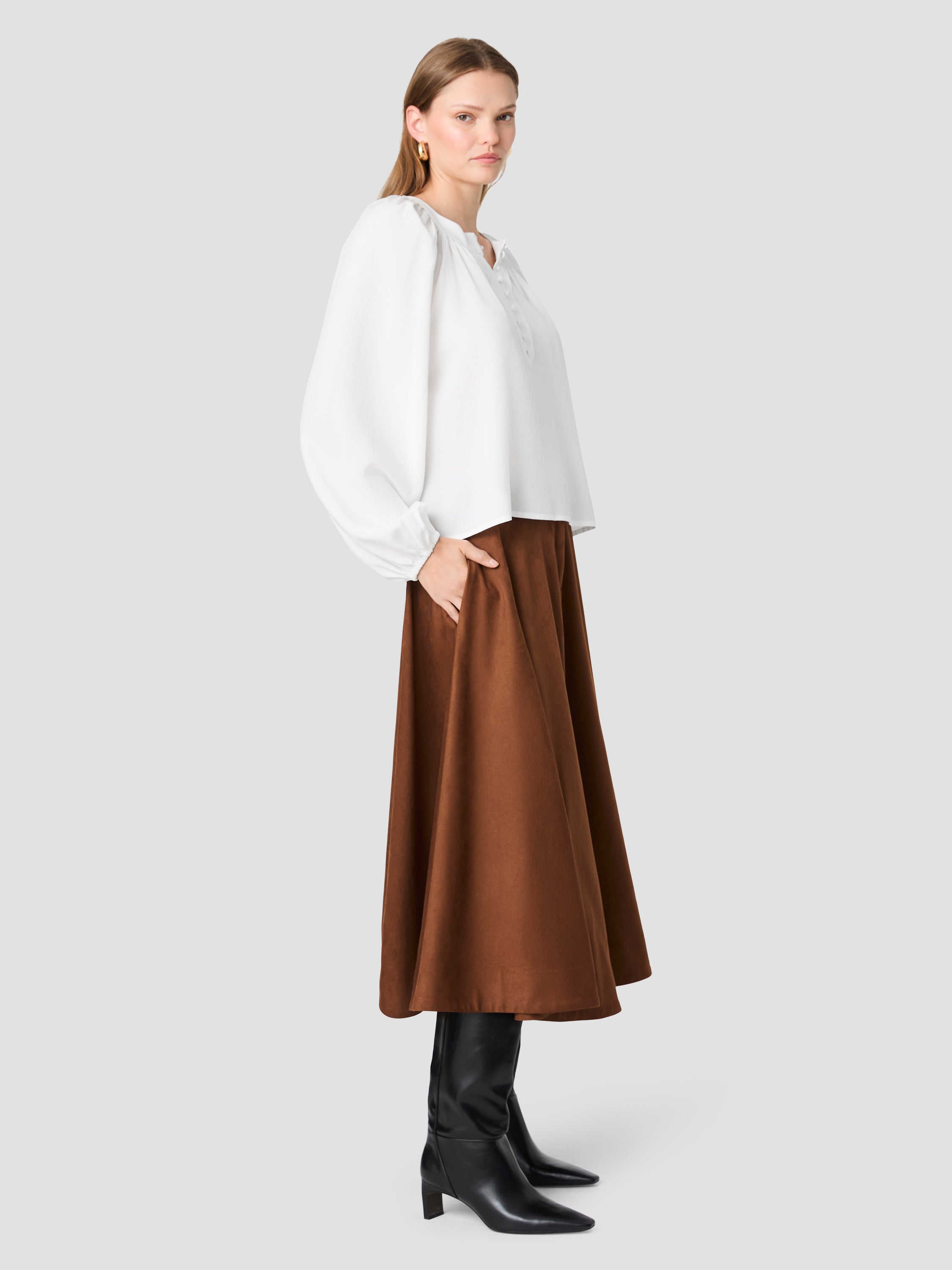 TENCEL SHIRTING HALF PLACKET LONG SLEEVE TOP VIEW 5 | New Arrivals